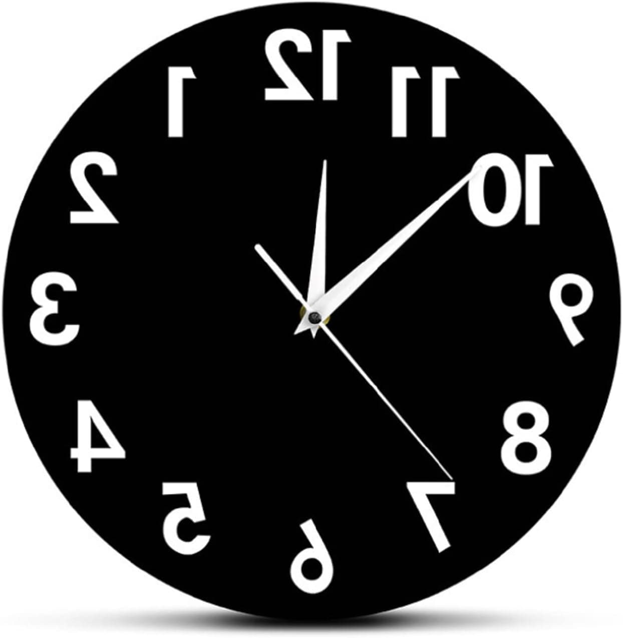 WAXB Acrylic Wall Clock Counter Clockwise Backwards Clock Home Decor Sound Activated Wall Clock Silent Non Ticking Wall Watch Kitchen Bedroom Office Home Decor Gift 30Cm