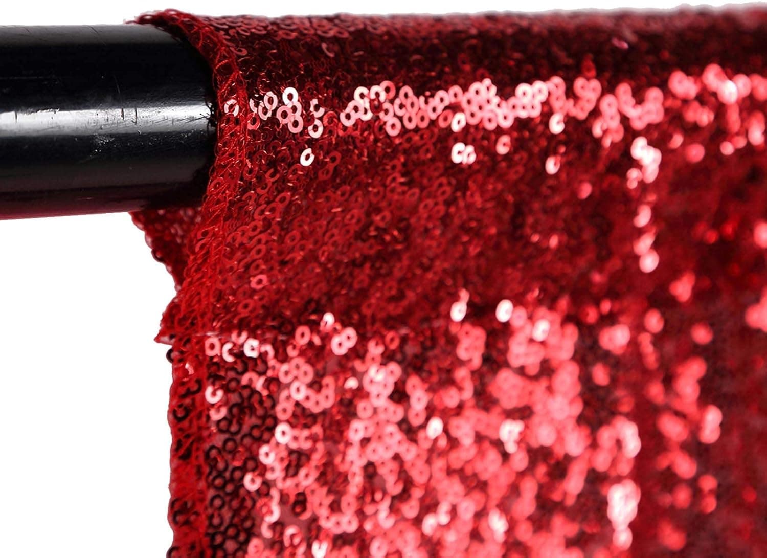 LQIAO Sequin Backdrop Curtain Panel 2x8FT-Red, Sequin Photography Backdrop Curtain for Party/Home Curtain Decoration 1pc, Pocket 2x8FT(60x245cm)