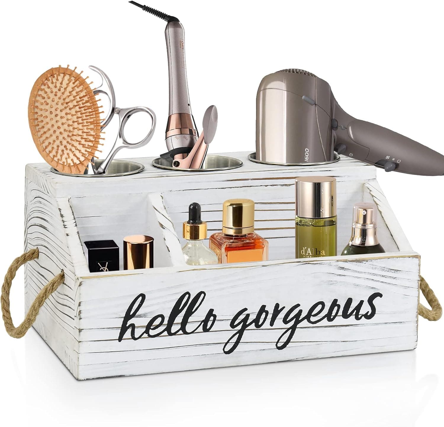 Unistyle Rustic Hair Blow Dryer Holder Hair Tools & Styling Supplies Organizer Flat Curling Iron Holder Countertop,Bathroom Vanity Storage Caddy Organizer for Accessories, Makeup, Toiletries
