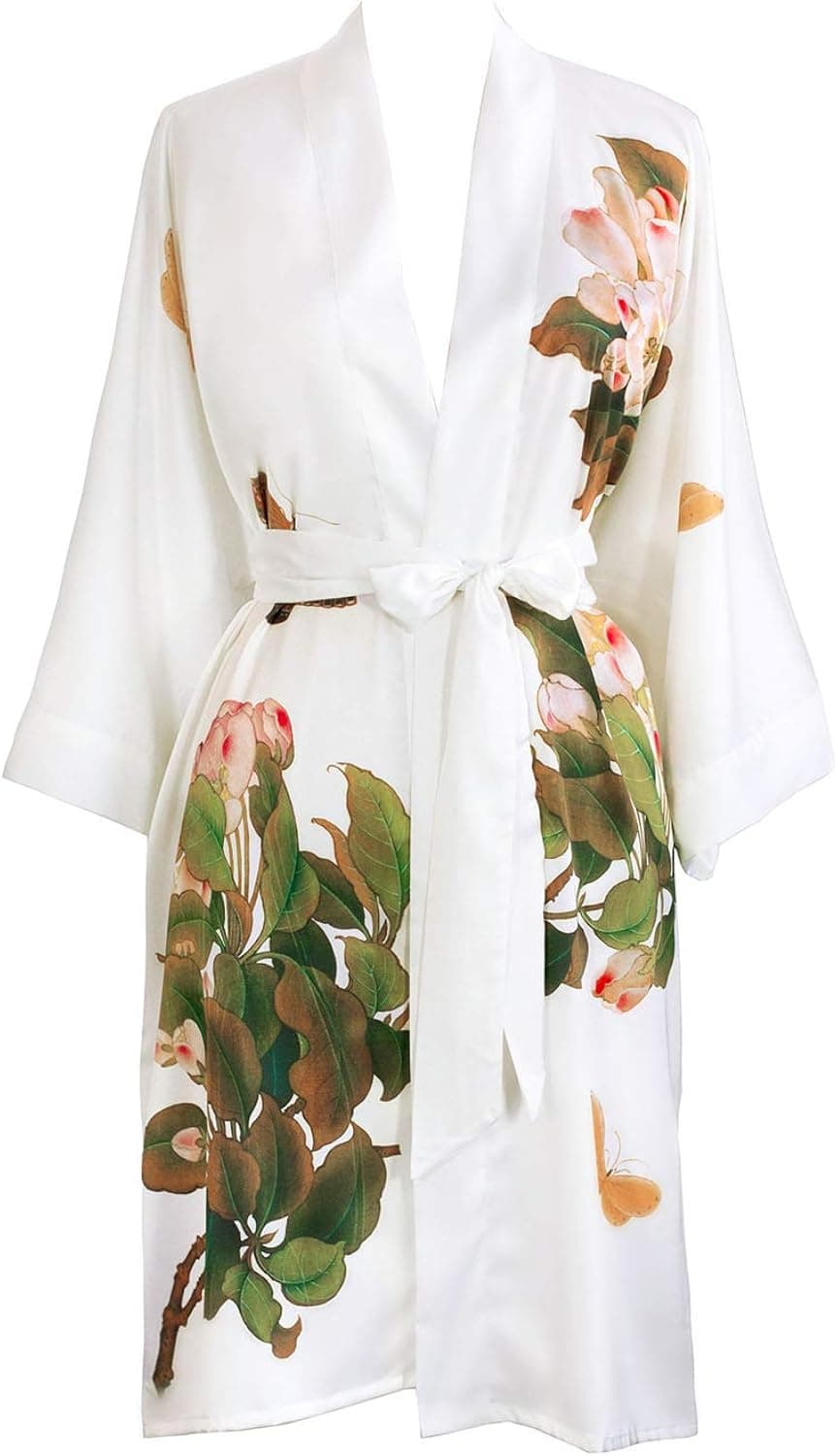 KIM+ONO Women's Charmeuse Kimono Robe Short - Watercolor Floral