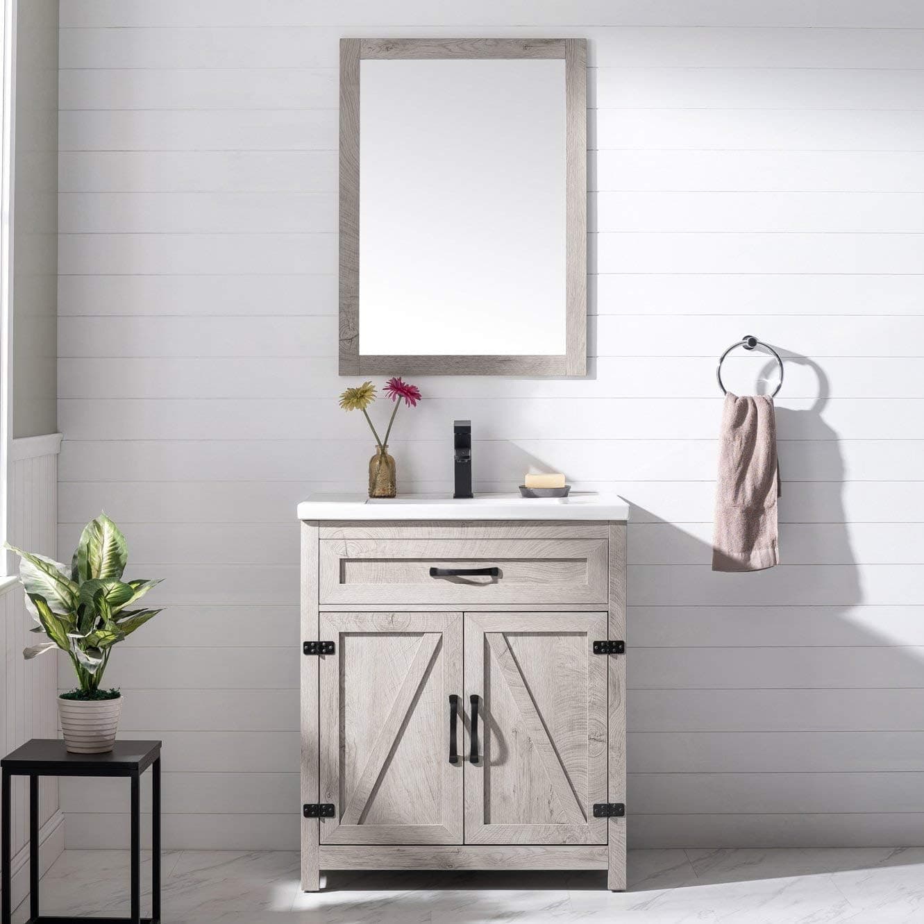 UrbanFurnishing.net Ethan 30" Modern Farmhouse Single Bathroom Vanity