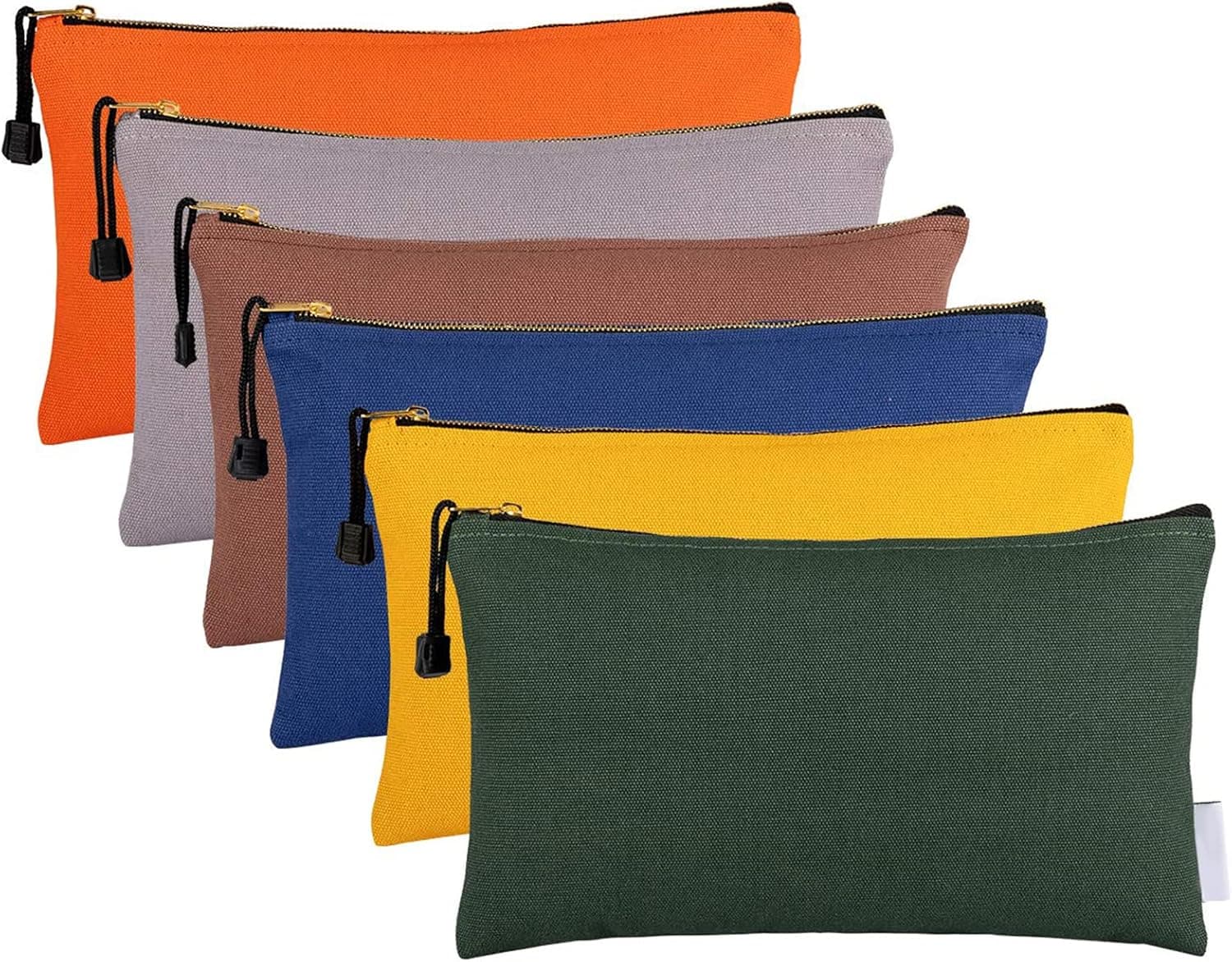 ANPHSIN 6 Pack Canvas Tool Bags Heavy Duty 16 oz. Canvas Tool Multipurpose Pouch Tote Bag with Dependable Metal Zippers