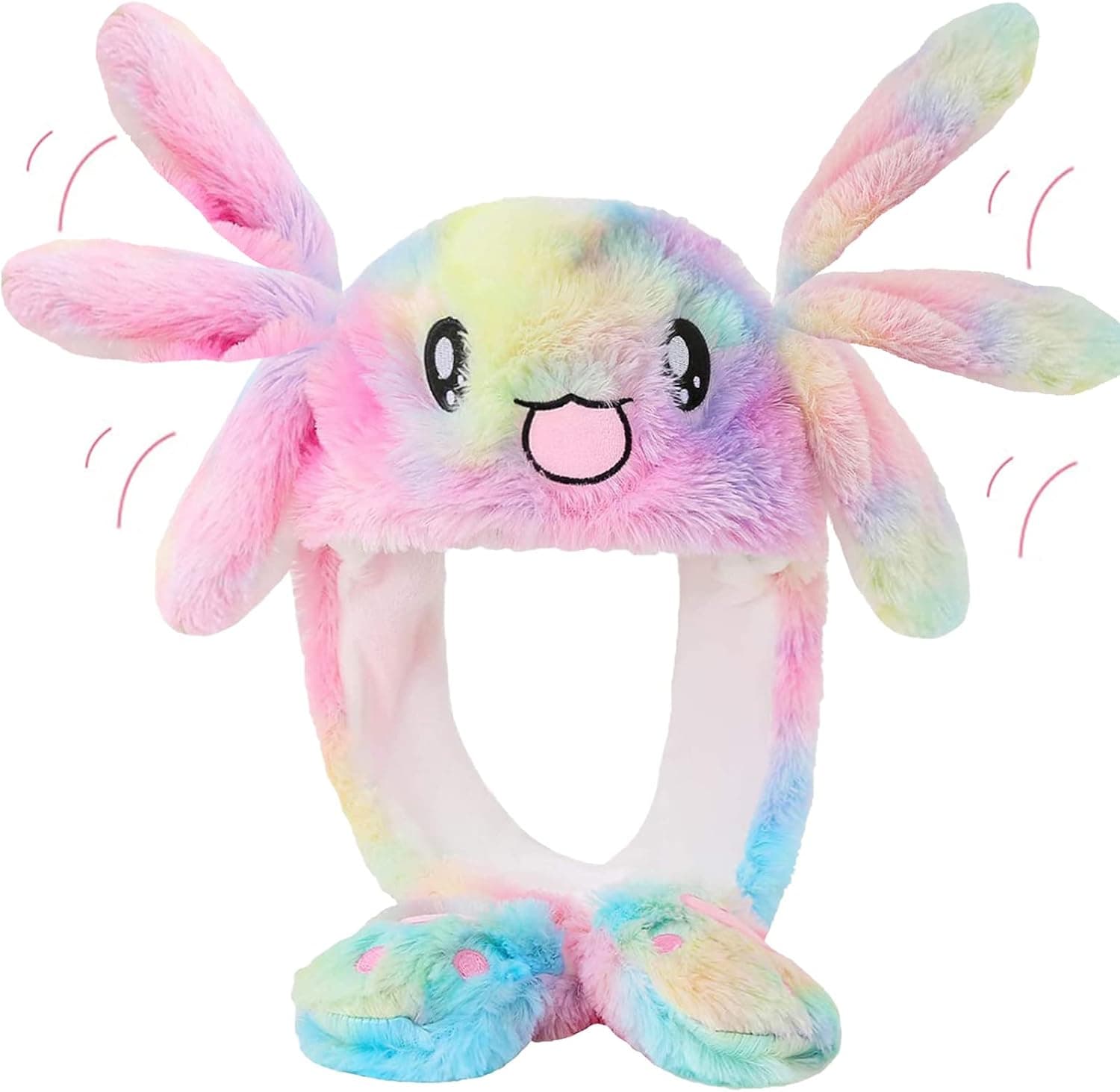 kayiou Bunny Hat with Moving Jumping Ears, Funny Rabbit Hats, Christmas Party Holiday Plush cap