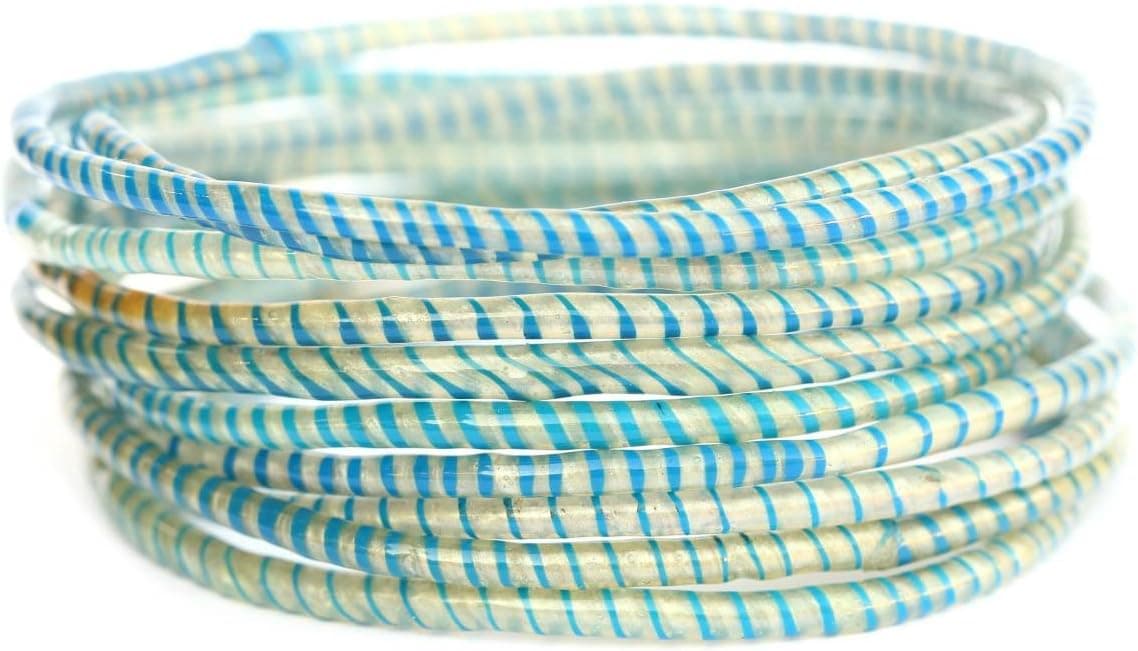 10 Clear with Blue Recycled Flip Flop Bracelets Hand Made in Mali, West Africa