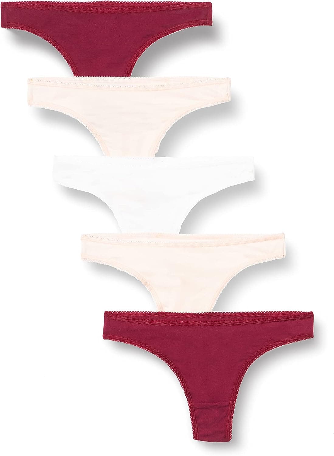 Iris & Lilly Women's Cotton Thong Underwear, Pack of 5