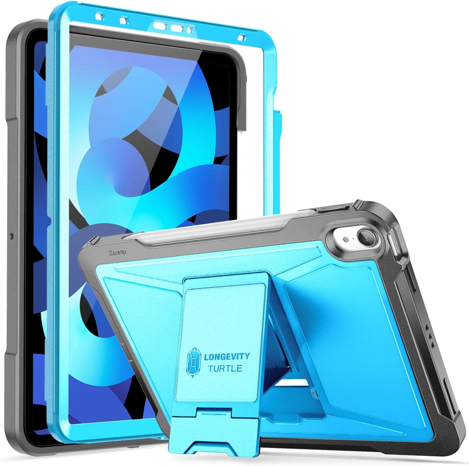Ztotop Case for iPad Air 5th/4th Generation 10.9 Inch 2022/2020,iPad Pro 11" 2018 1st Gen,Built-in Screen Protector,Shockproof Cover with Pencil Holder + Kickstand for iPad Air 10.9 Inch Tablet,Blue