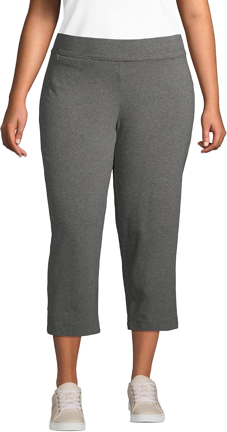 Lands' End Women's Starfish Mid Rise Elastic Waist Pull On Crop Pants