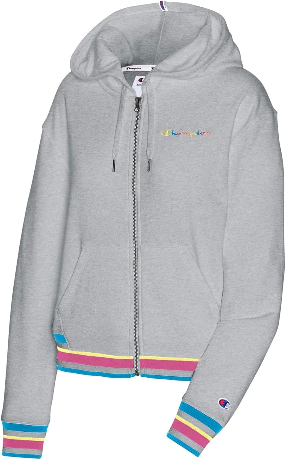 Champion Women's French Terry Full Zip Hoodie, Left Chest Script
