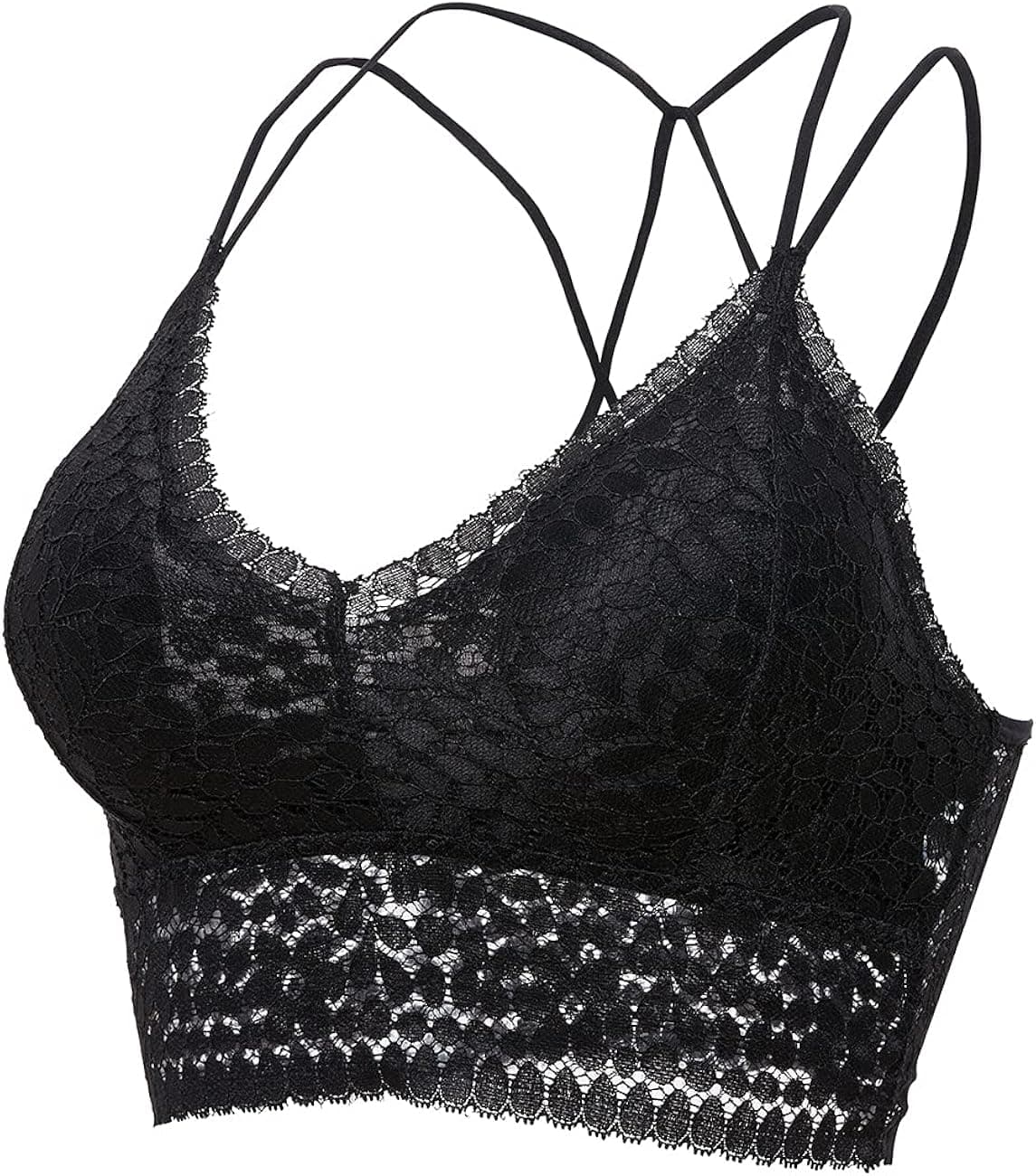 Edqunpb Bralettes for Women Deep V Neck Floral Lace Bra Back Strappy Criss Cross 004