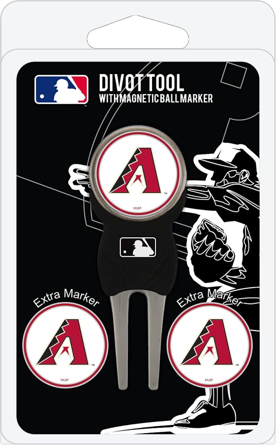 Team Golf MLB Arizona Diamondbacks Divot Tool Pack With 3 Golf Ball Markers Divot Tool with 3 Golf Ball Markers Pack, Markers are Removable Magnetic Double-Sided Enamel