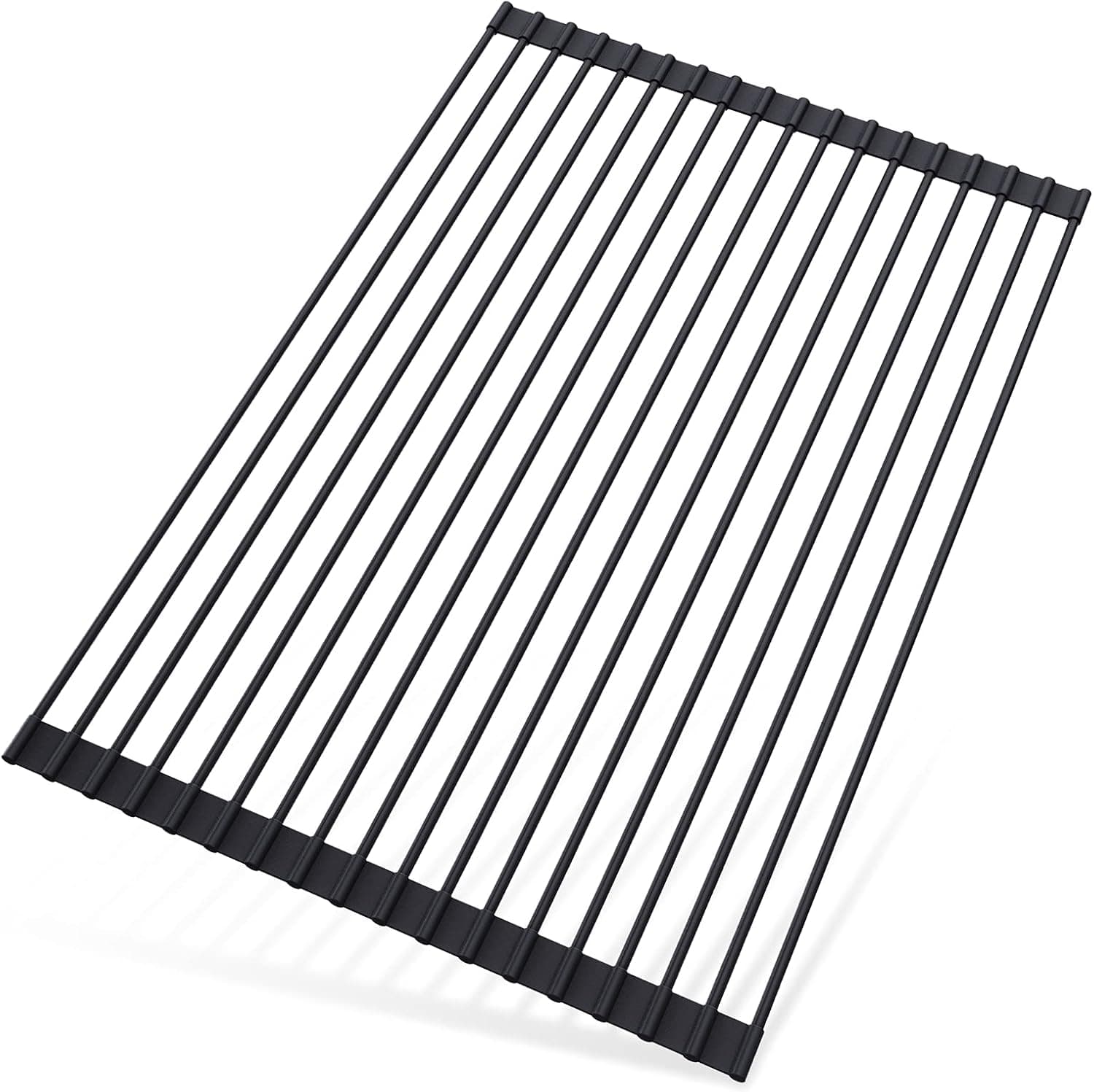 GESPERT Roll up Dish Drying Rack, 20.5" x 13" Over The Sink Durable Kitchen Accessories Load Over 44lb Dish Drainer (Black)