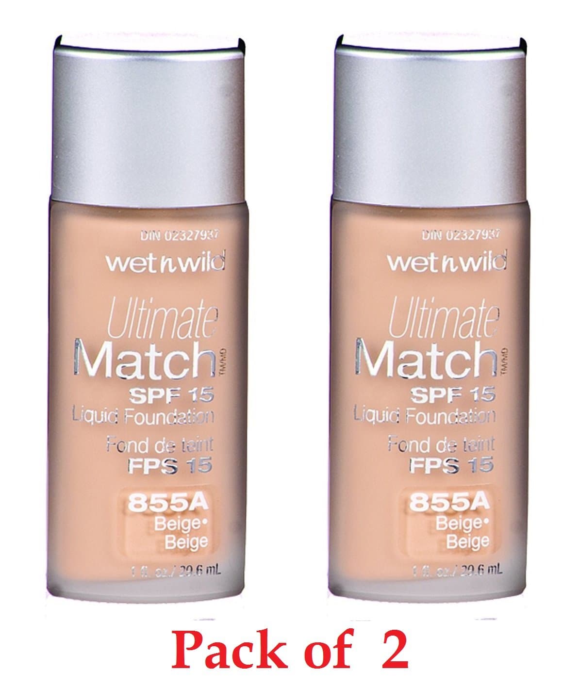 Wet N' Wild Ultimate Match Spf15 Foundation 855A Beige (Pack of 2)