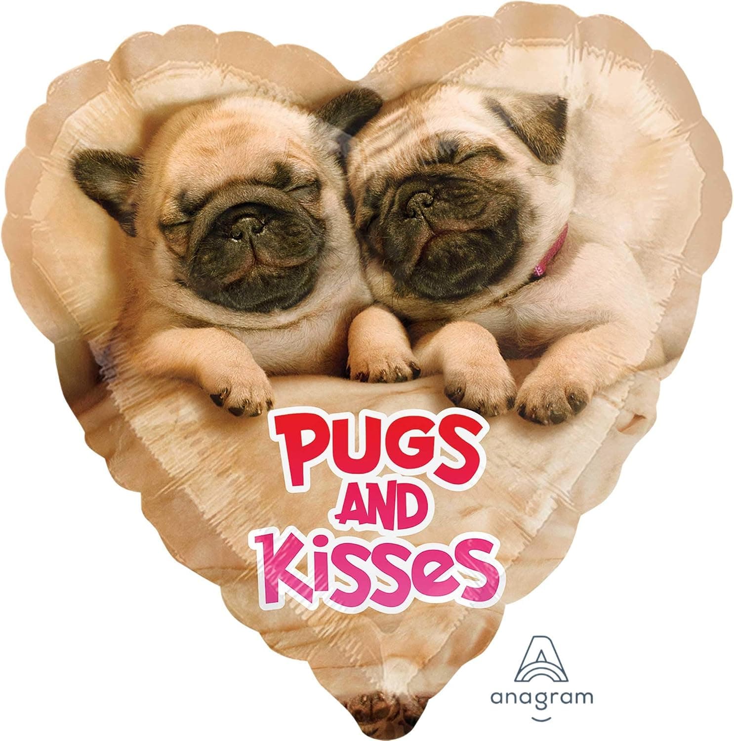 Amscan International 3649701 Standard Heart Avanti Pugs & Kisses Foil Balloon