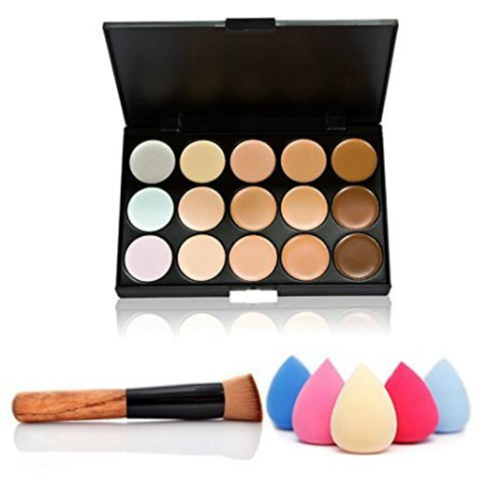 ACE Fashion Women Professional 15 Color Makeup Cosmetic Contour Concealer Palette Make Up+Sponge+Concealer Brush