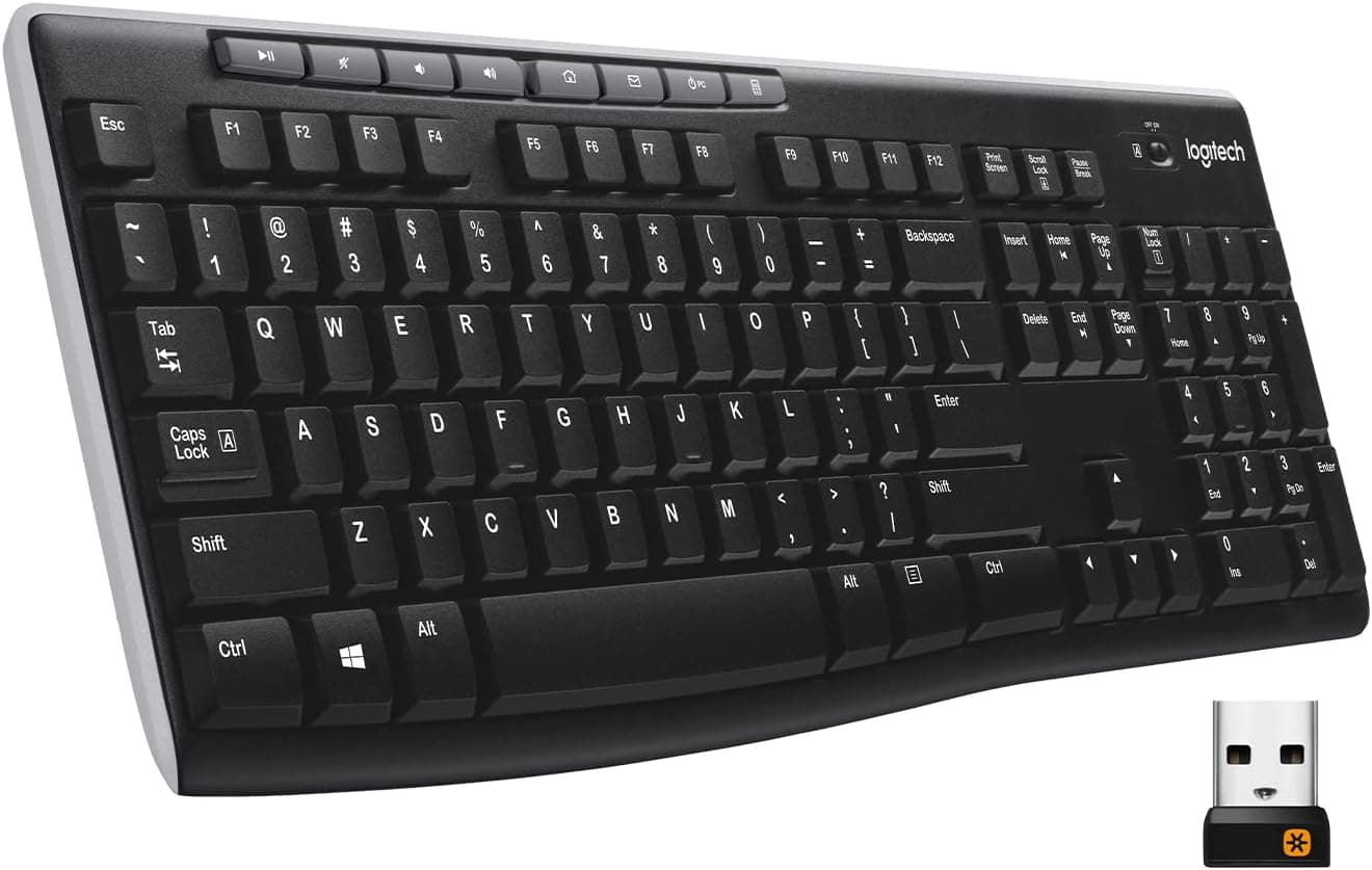 Logitech K270 Wireless Keyboard & M510 Wireless Computer Mouse for PC with USB Unifying Receiver - Graphite