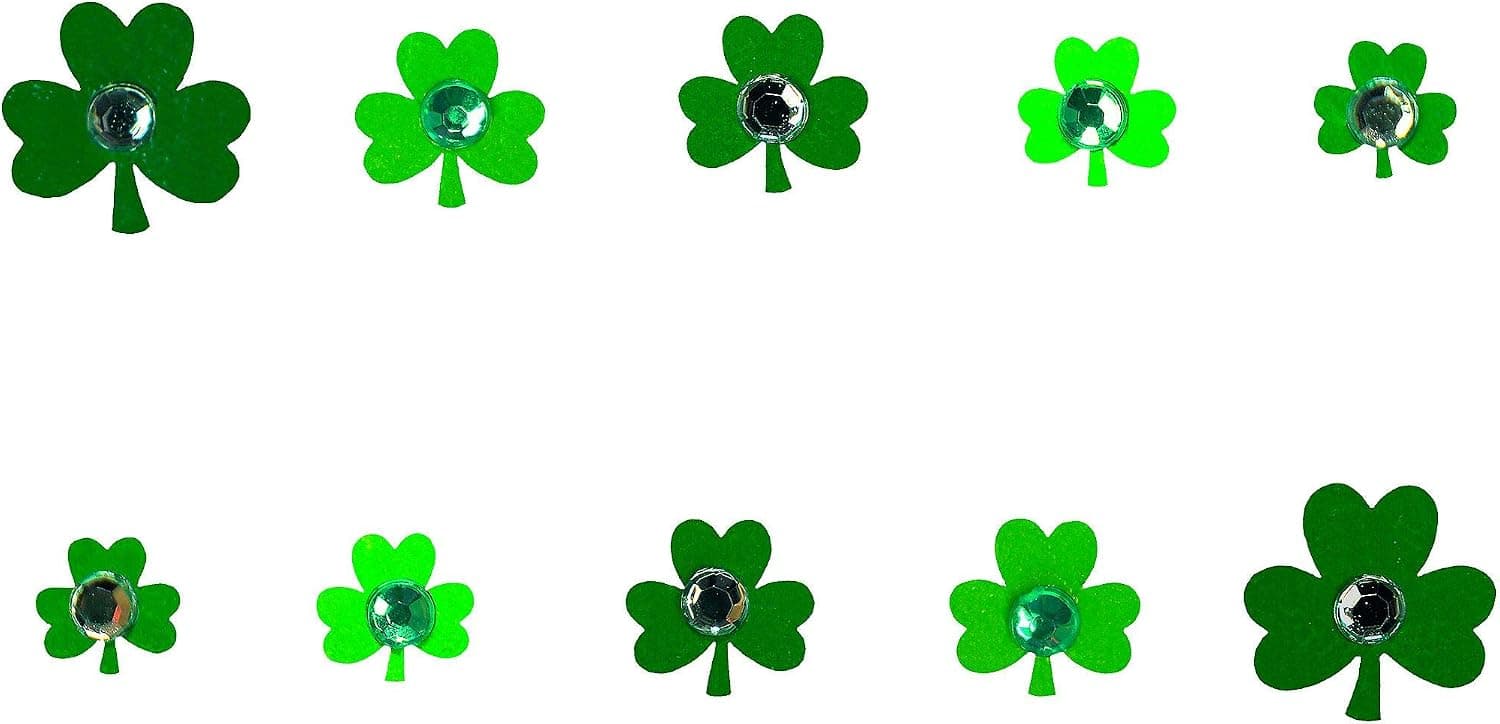 Green Clover Leaf Nail Art Stickers | Packing Size- 6 by 2 3/4 inches | Pack of 10