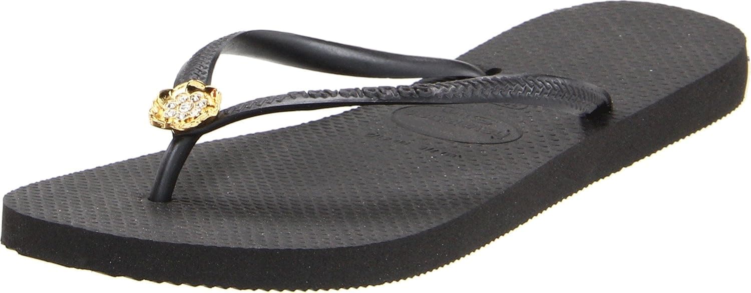 Havaianas Women's Slim Crystal Harmony Flip Flop,Black,39/40 BR (9-10 M US)