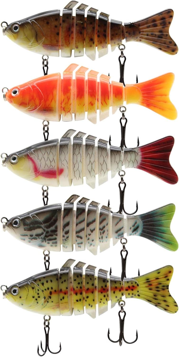 KUFUNG Fishing Lures for Bass Trout 2~4" Segmented, Lifelike Multi Jointed Swimbaits Slow Sinking Bionic Swimming Lures, Freshwater Saltwater Bass Fishing Lures Kit