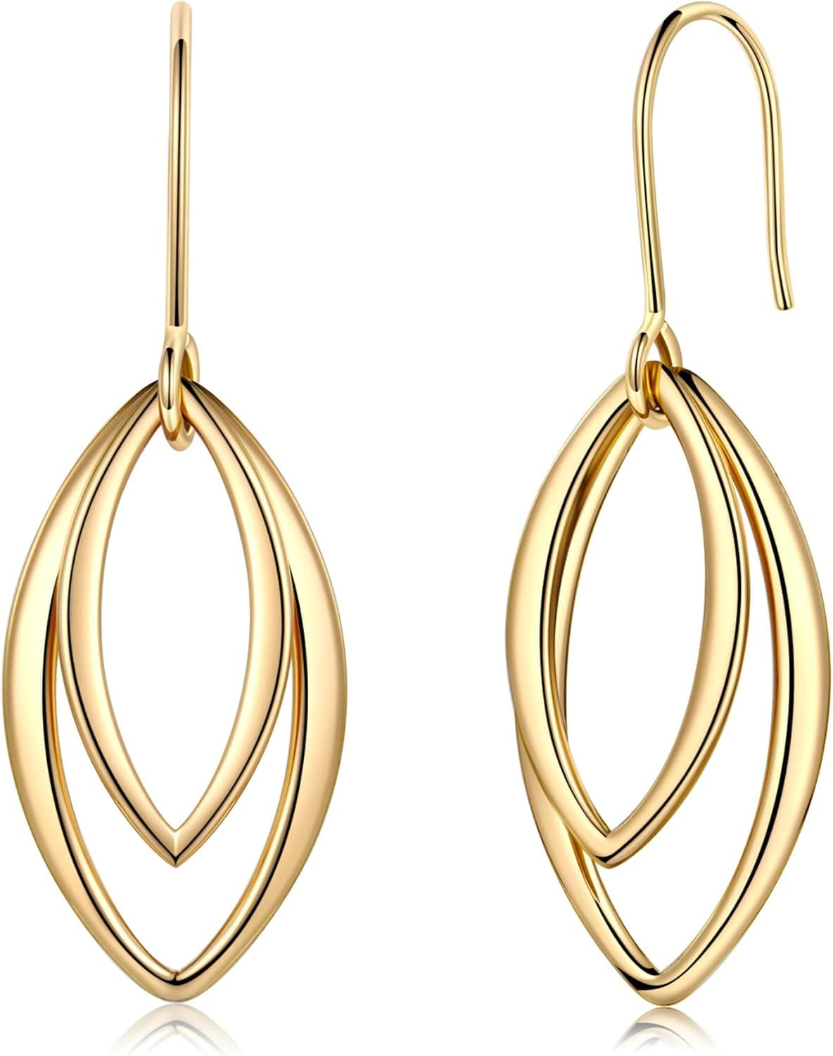 Dangle Earrings for Women Girls, S925 Sterling Silver Post 14K Gold Filled Dangle Bar Drop Earrings Minimalist Harmmered Disk Circle Bee Dangle Earrings for Her