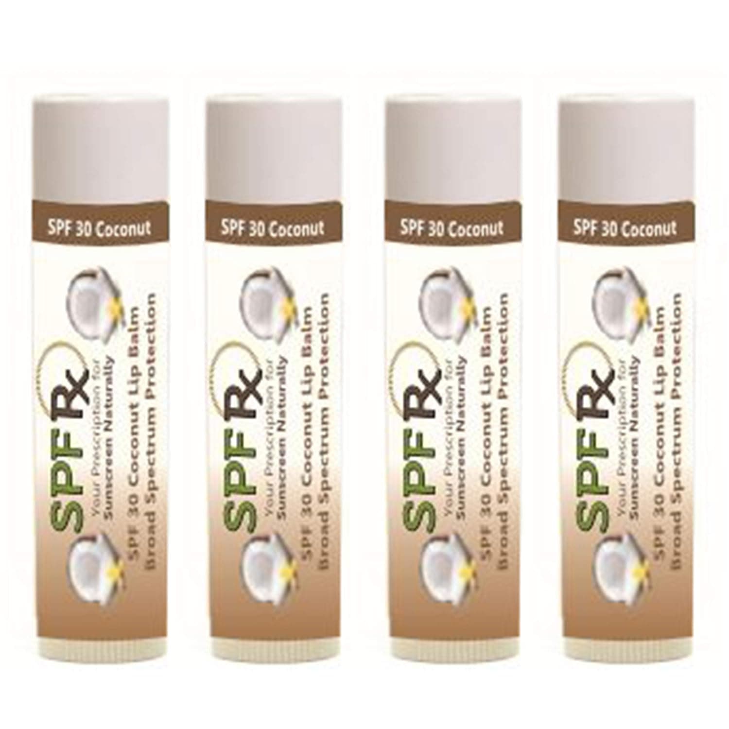 SPF 30 Coconut Lip Balm - Lip Protection - Paraben Free Broad Sunscreen Protection Lip Care without OMC and OXY - Reef Safe (4 Pack)