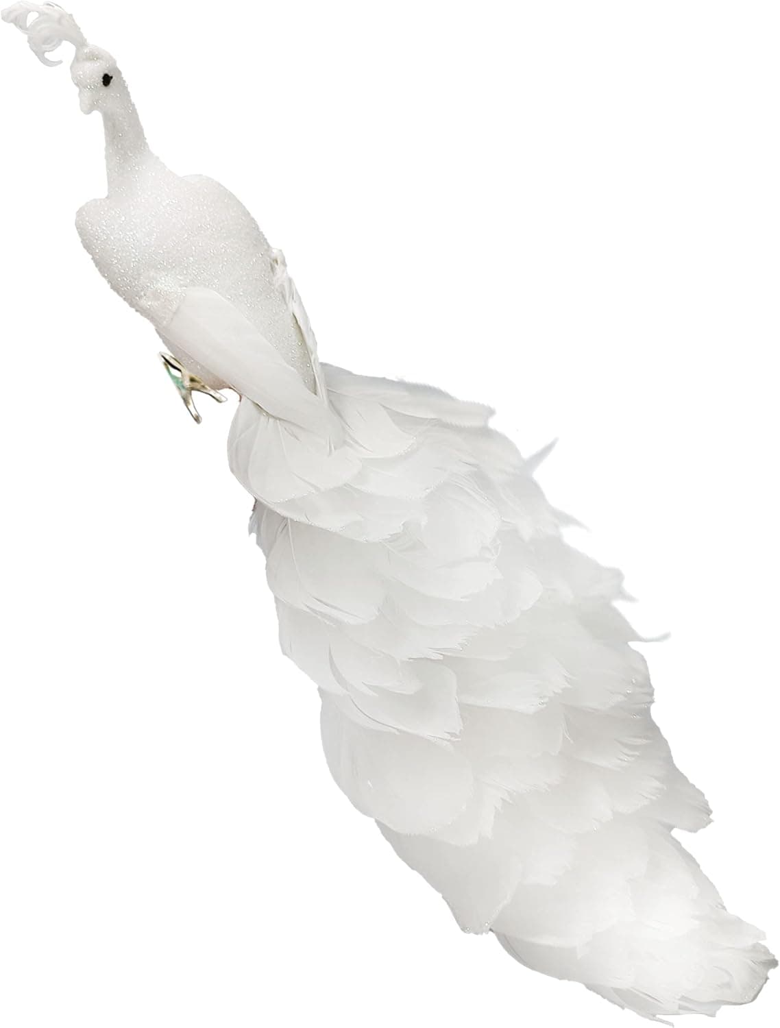 Long Tail Feather Phoenix Clip Ornament-White Peacock Cake Topper-13.5 inches (1 pc)