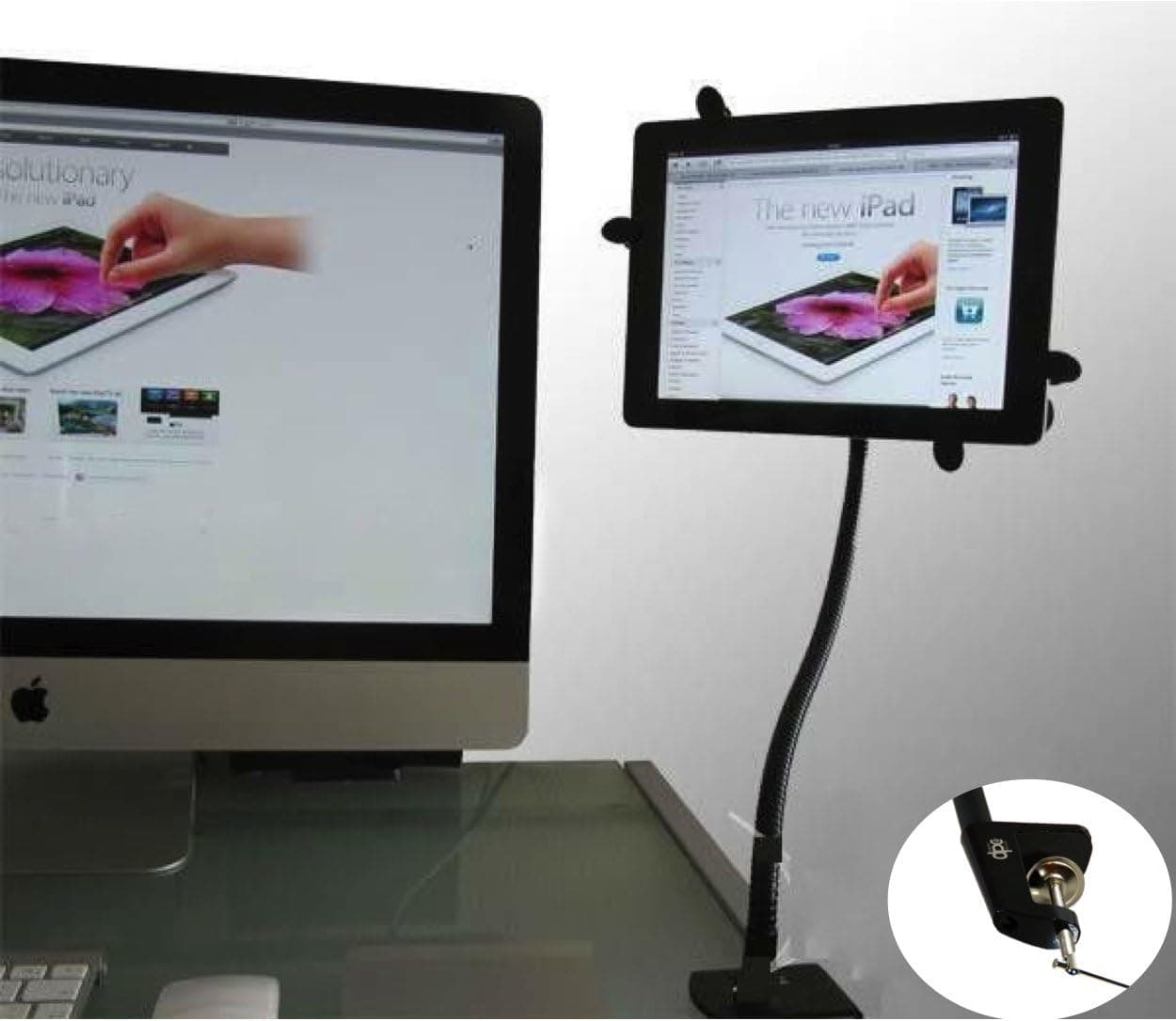 Tablet Mount – Dynamic – [Universal] Hands Free [Aluminum] [Extra Long] Gooseneck Bed Seat Desk Bolt Clamp Mount with Two Bracket Holder for iPad & All Tablet and Wide-Screen Mobile Phones with [360 Degree] Easy-Adjust – Supports all 5 to 10 inch tablets