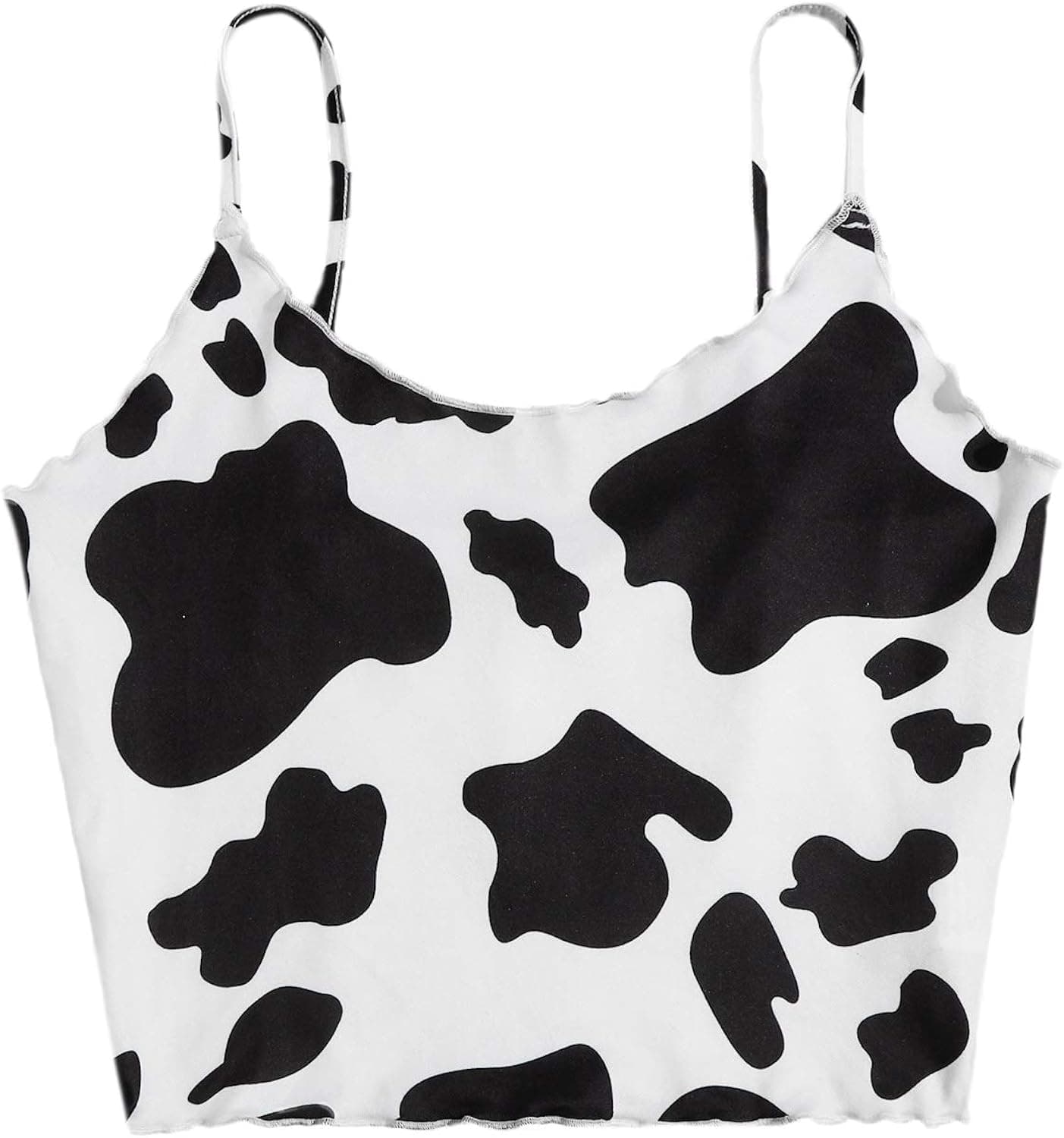 Romwe Women's Cute Cow Print Spaghetti Strap Sleeveless Cami Crop Top Camisole