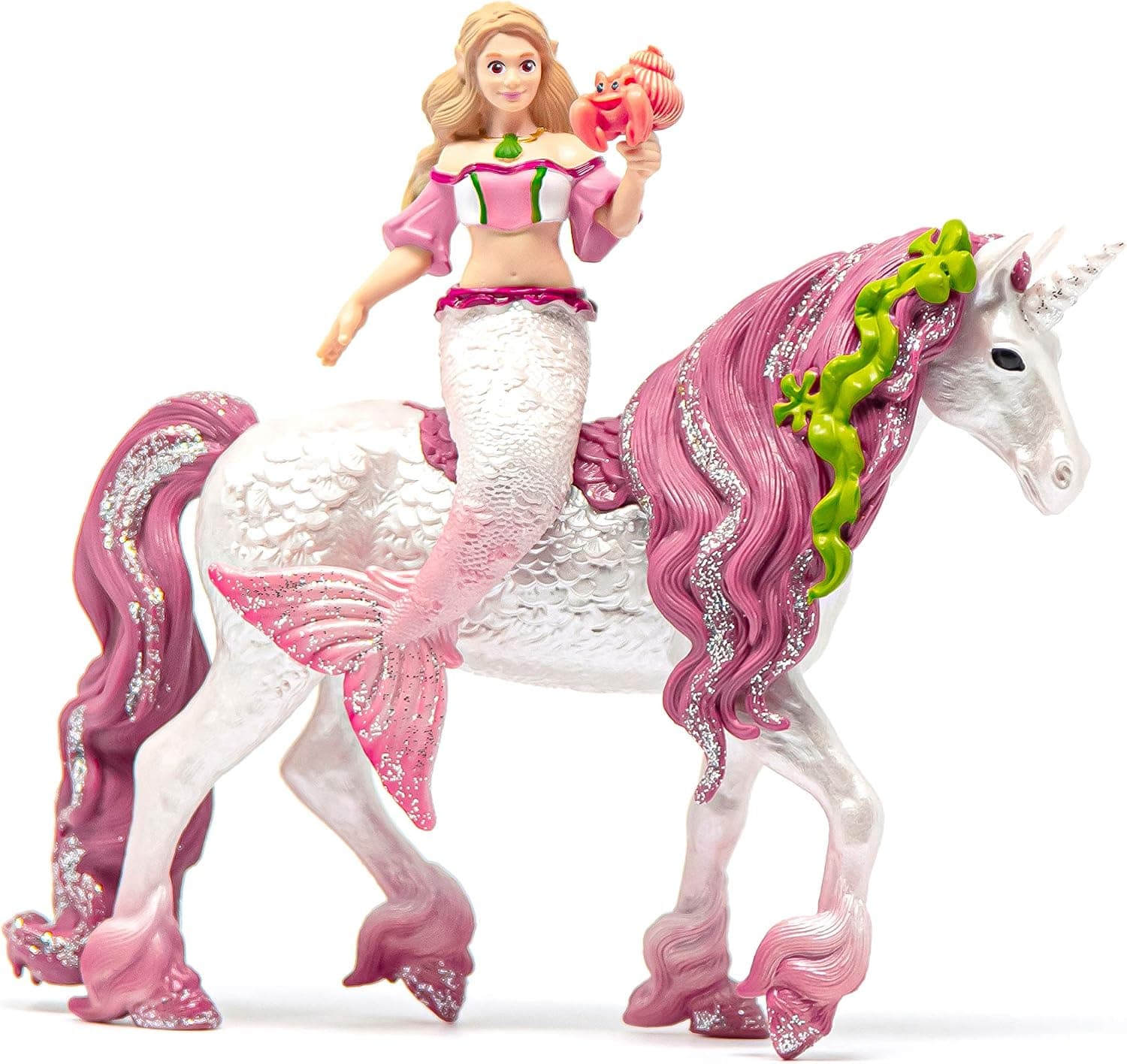 Schleich bayala, 3-Piece Playset, Mermaid Toys for Girls and Boys 5-12 years old, Mermaid Feya Riding Underwater Unicorn, Pink