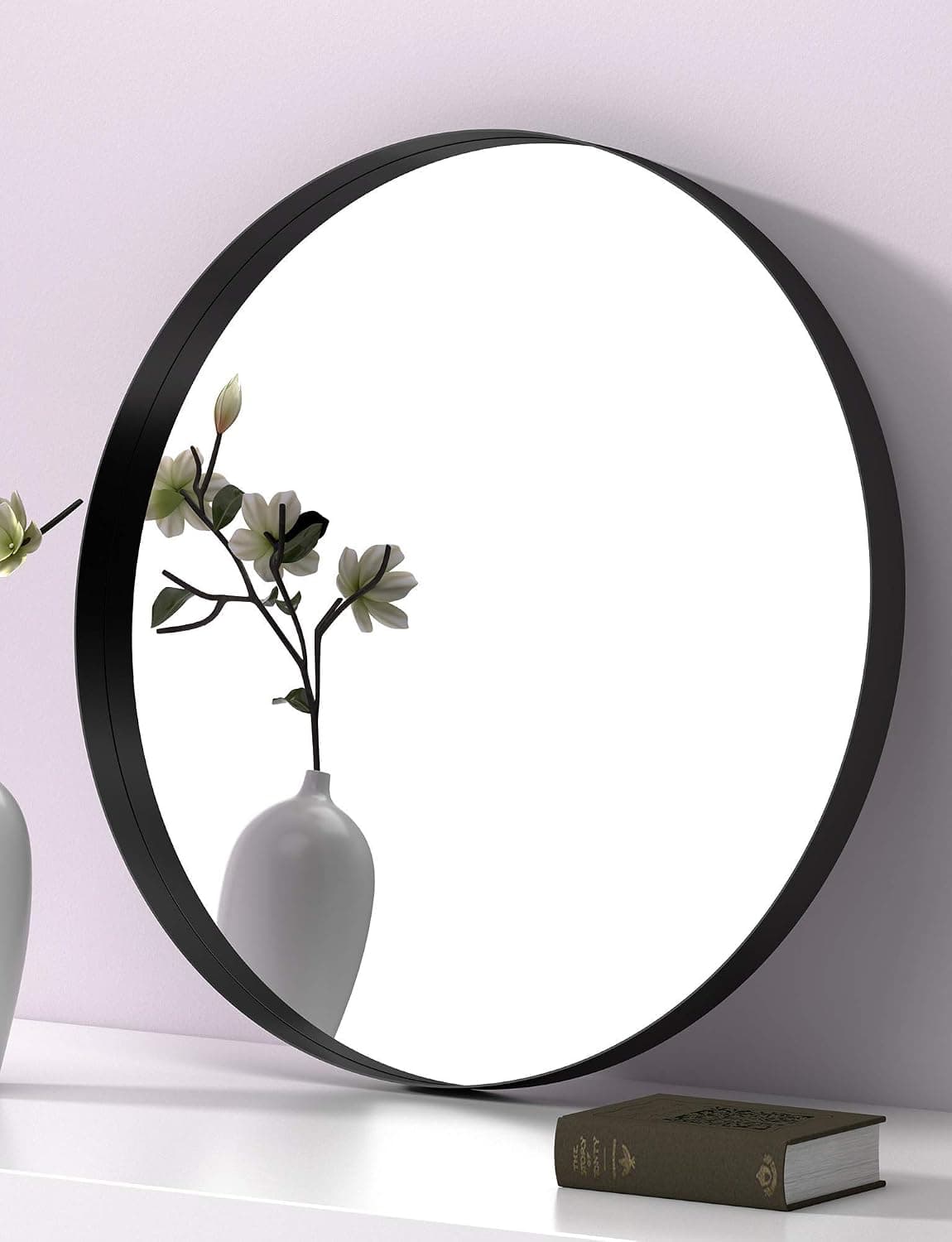 SIERSOE Black Round Bathroom Mirror, Circle Mirror 30X30, Wall Mounted Mirror for Living Room,Bedroom,Vanity