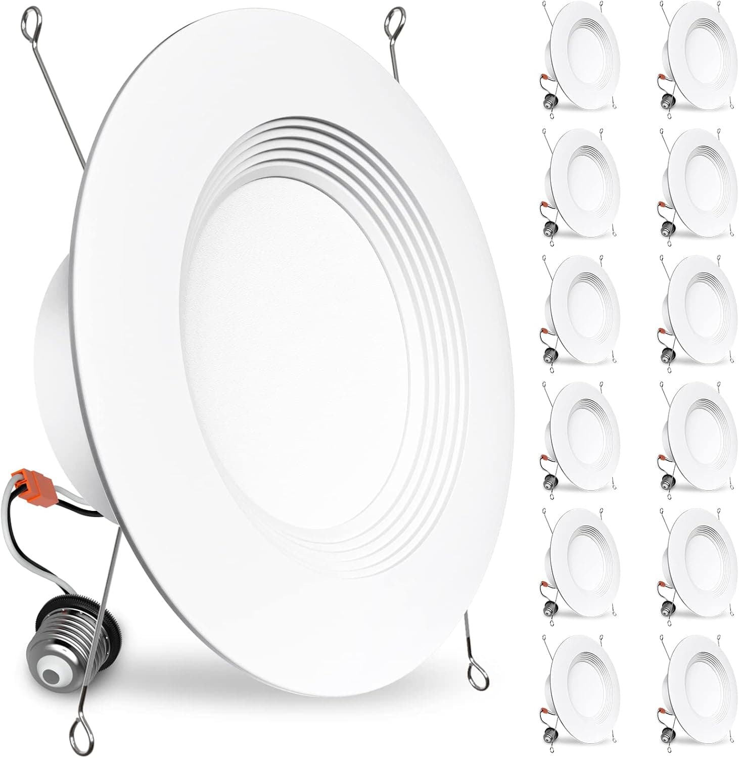 BBOUNDER 12 Pack 5/6 Inch LED Recessed Downlight, Baffle Trim, Dimmable, 12.5W=100W, 4000K Cool White, 950 LM, Damp Rated, Simple Retrofit Installation -No Flicker