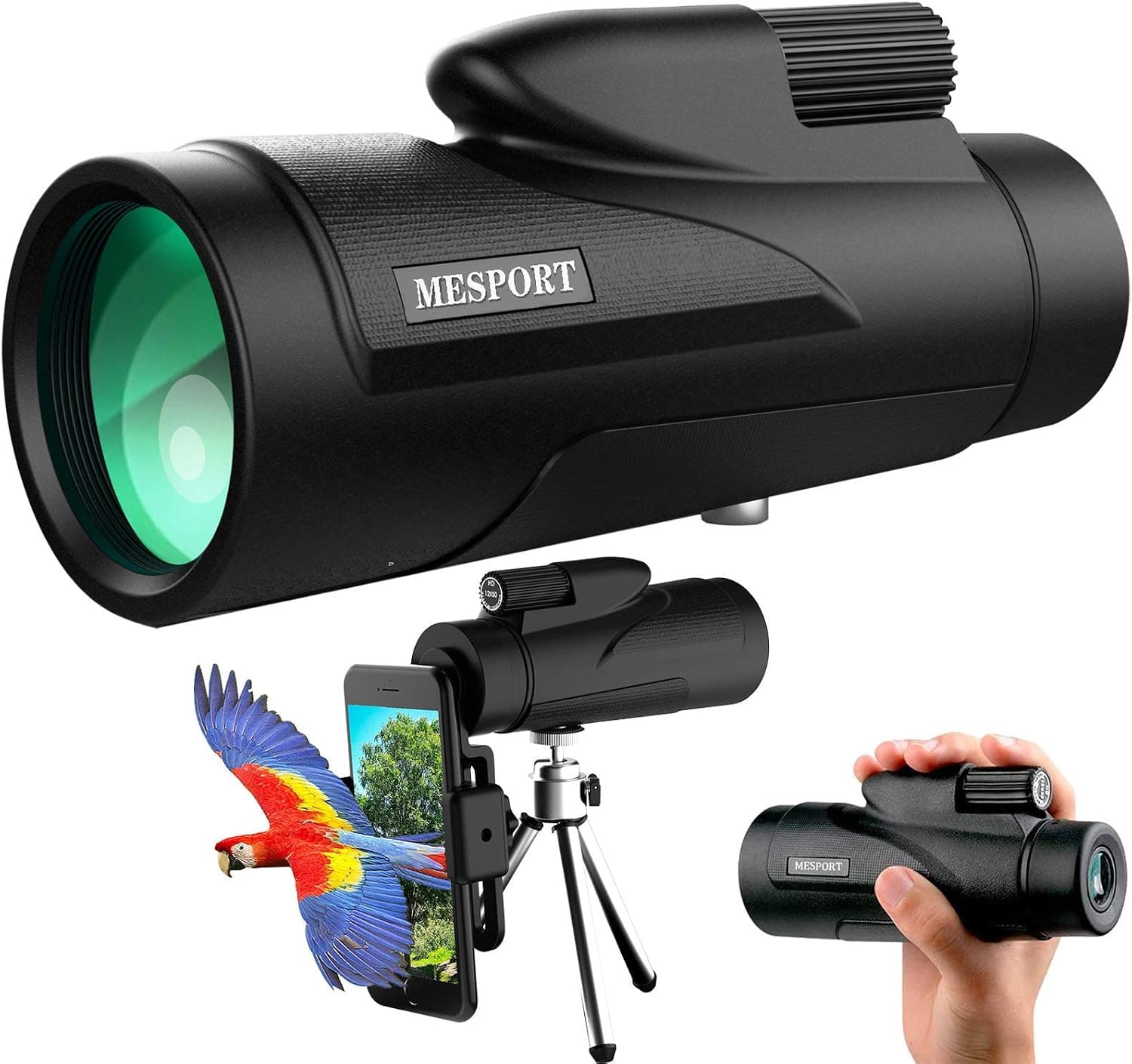 Monocular Telescope for Smartphone with FMC & BAK4 Prism, Mini Telescope for Adult High Powered 12×50 Waterproof, Low Night Vision Portable Handheld Telescope for Watching (Grey)