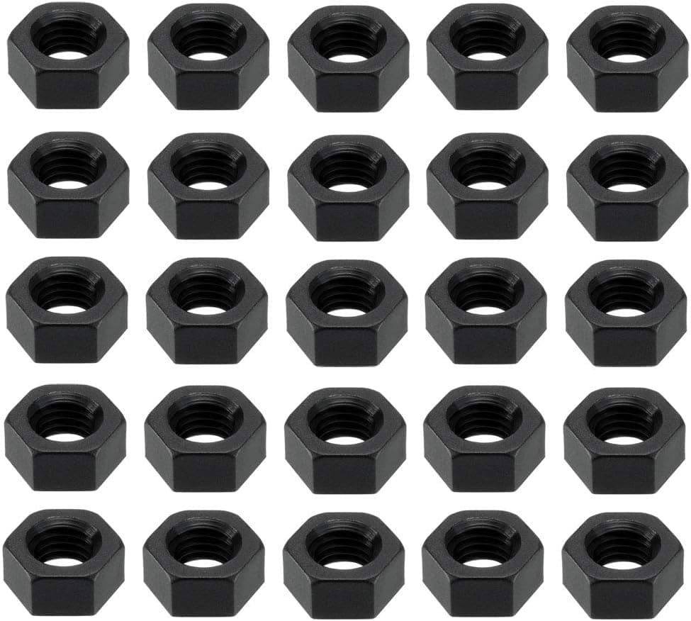 uxcell Nylon Hex Nut, M8x1.25mm Metric Coarse Thread Hexagon Nuts, 25 Pcs Black