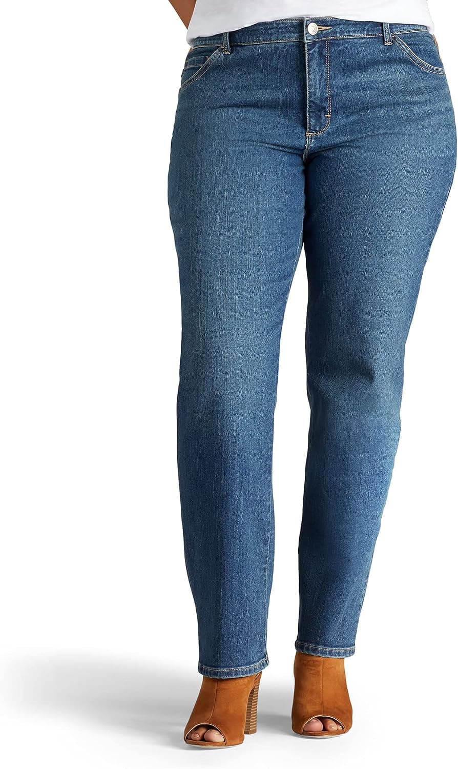 Lee Women's Plus Size Instantly Slims Classic Relaxed Fit Monroe Straight Leg Jean