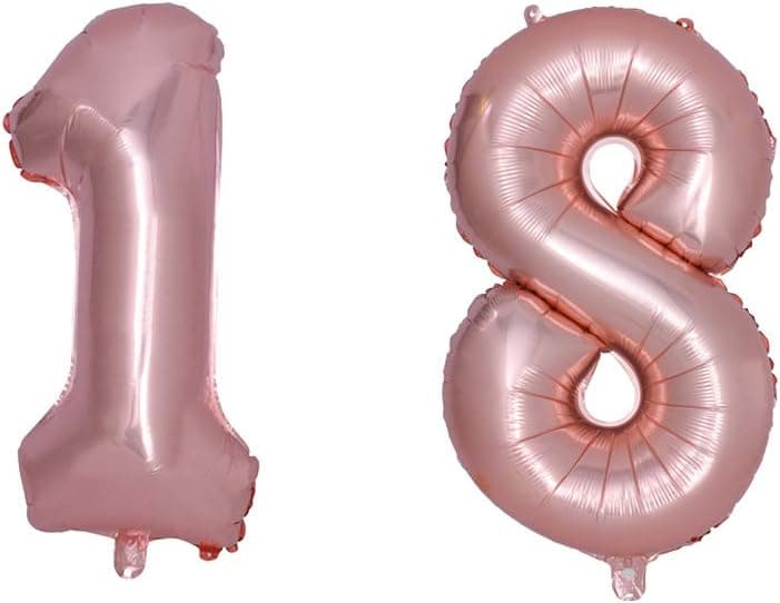 NUOLUX 40 Inch Jumbo 2018 Foil Balloons Rose Gold Number 2018 Balloon for New Year Party Decor