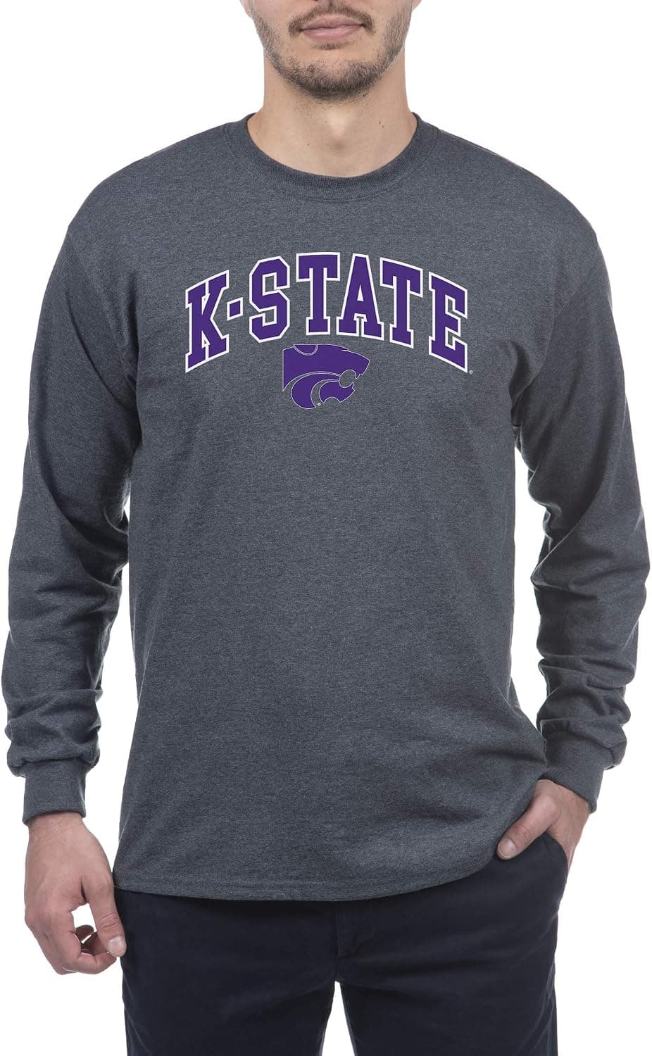 Elite Fan Shop Dark Heather Basic Long Sleeve College Arching T-Shirt