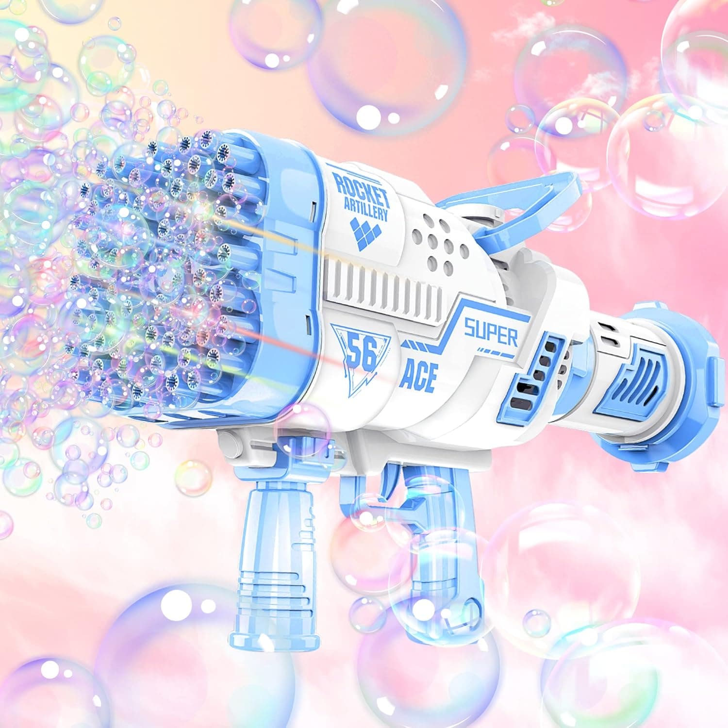 Bazooka Bubble Machine - 2023 Upgrade 68 Holes Rocket Boom Bubble with Colorful Lights Bubble Machine TIK Tok Rocket Bubble Launcher Bubble Maker for Kids Adults Birthday Party Wedding Outdoor Play