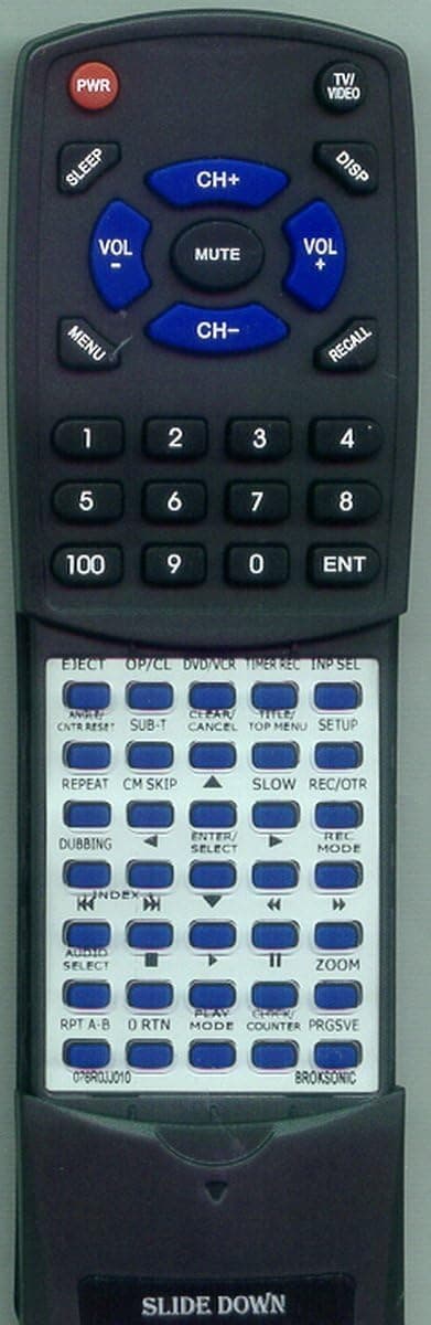 Replacement Remote Control for SANSUI VRDVD5000A, VRDVD5000B, 076R0JJ010, 076R0JJ01A