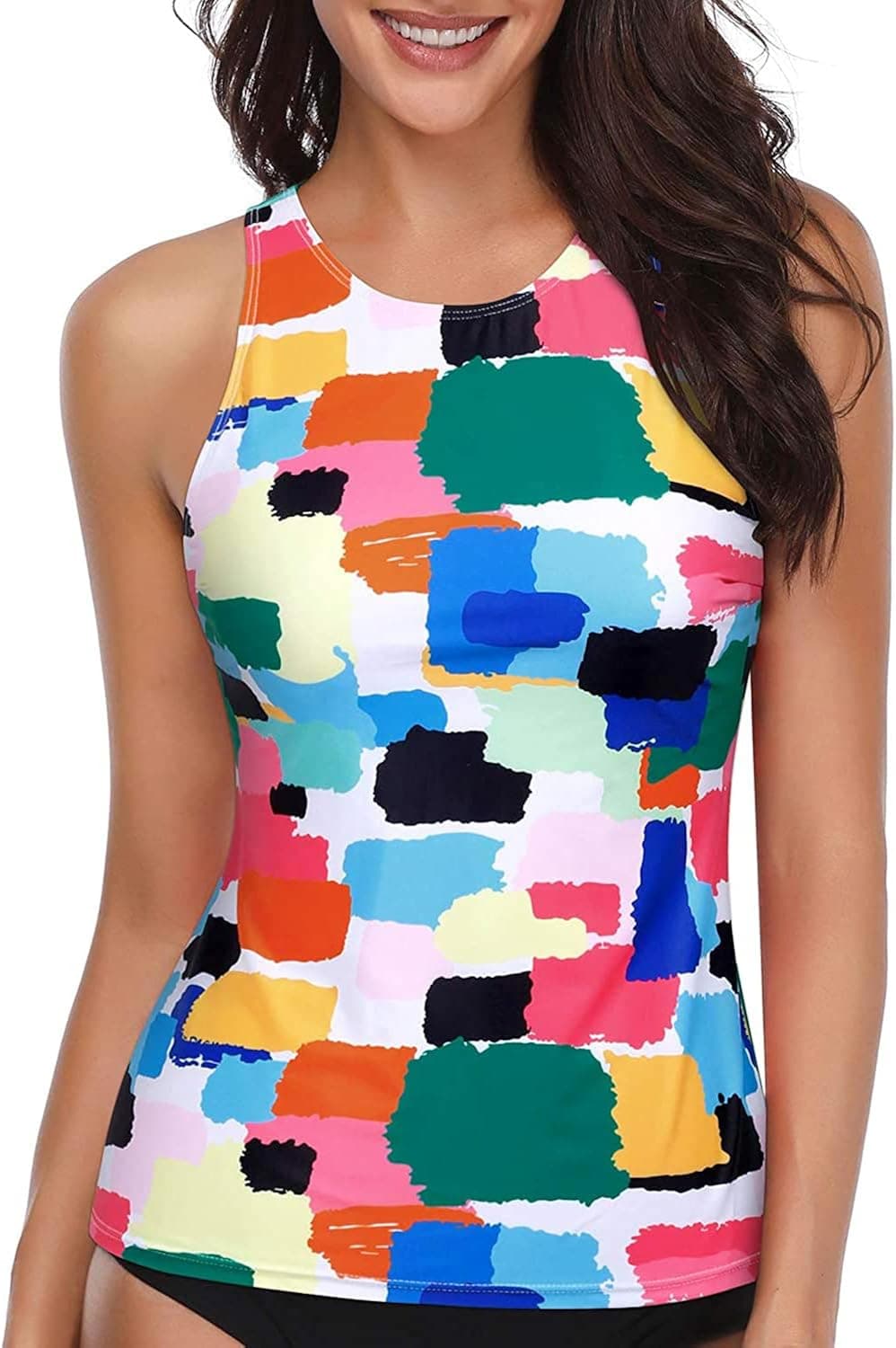 Holipick High Neck Tankini Top Only Bathing Suit Tops for Women Tummy Control Tank Tops Swimsuit Top No Bottom