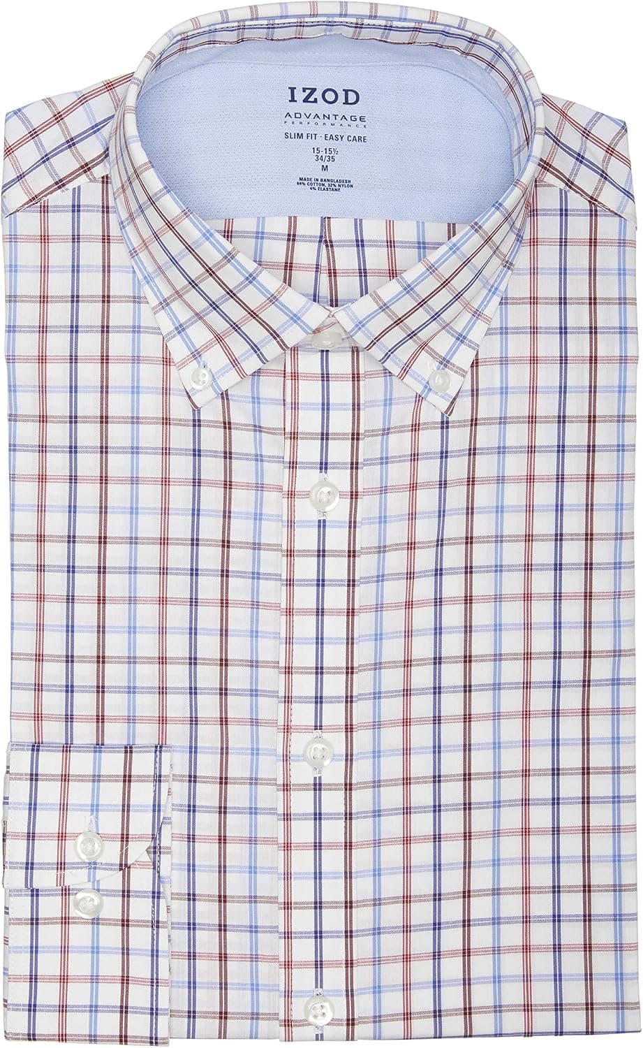 IZOD Men's Dress Shirt Slim Fit Stretch Cool FX Cooling Collar Check