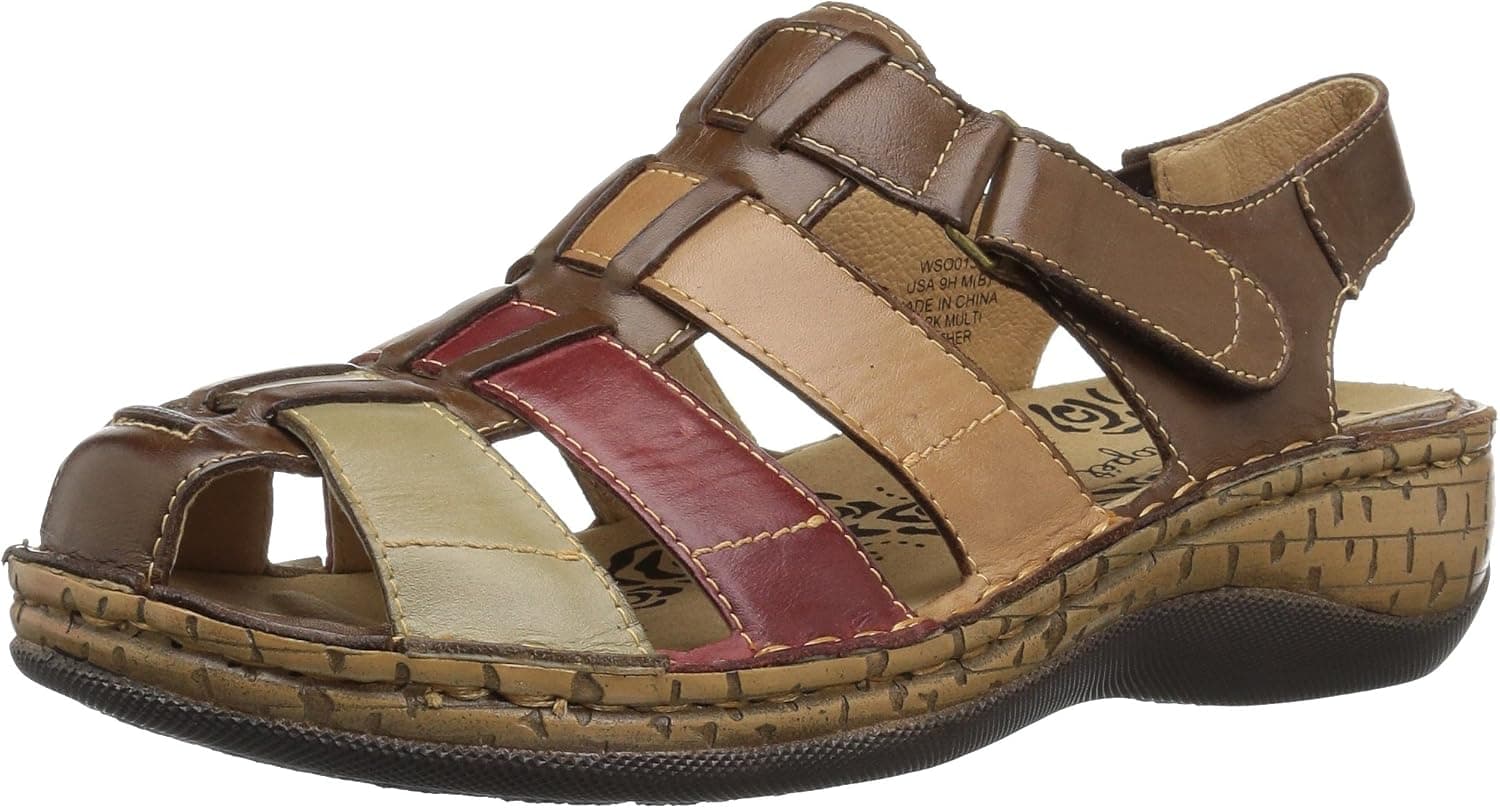 Propét Women's Jubilee Wedge Sandal, bark Multi, 8 Wide US