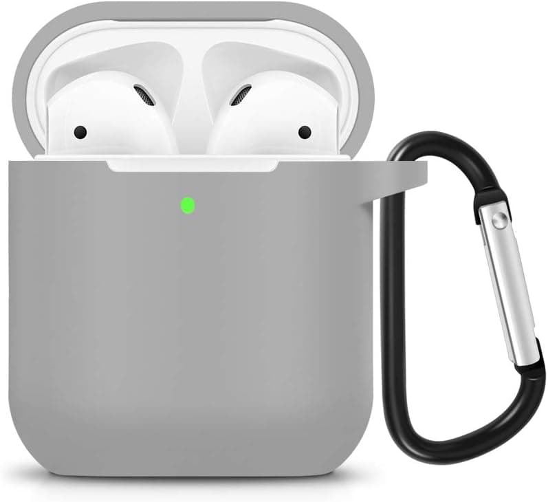 ZALU Compatible for AirPods Case with Keychain, Shockproof Protective Premium Silicone Cover Skin for AirPods Charging Case 2 & 1 (Airpods 2, Gray)