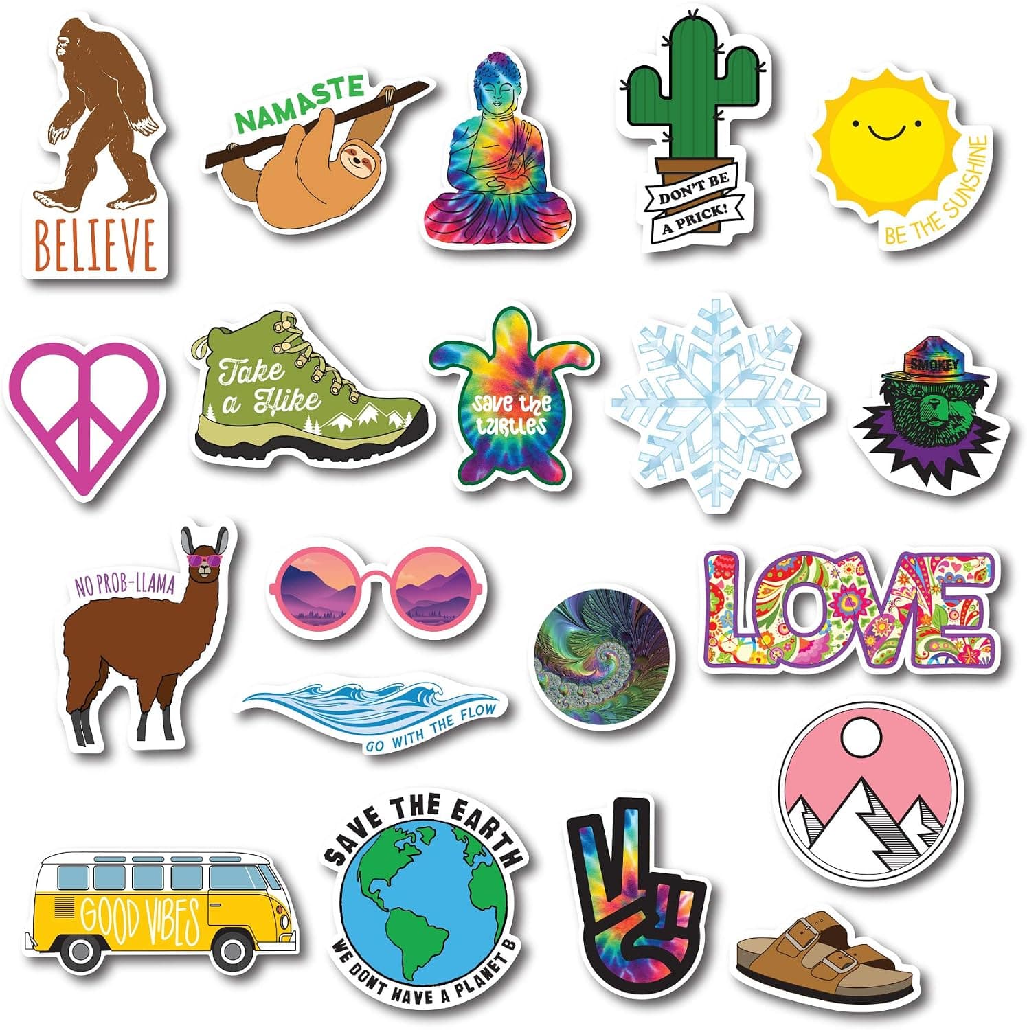 Good Vibes Stickers, VSCO Sticker, Nature Stickers, Travel Sticker - Quality, Waterproof for Laptop, Hydro Flask, Yeti, Car, iPhone, Water Bottle, Phone Case - 20 Pack of Large Trendy Stickers