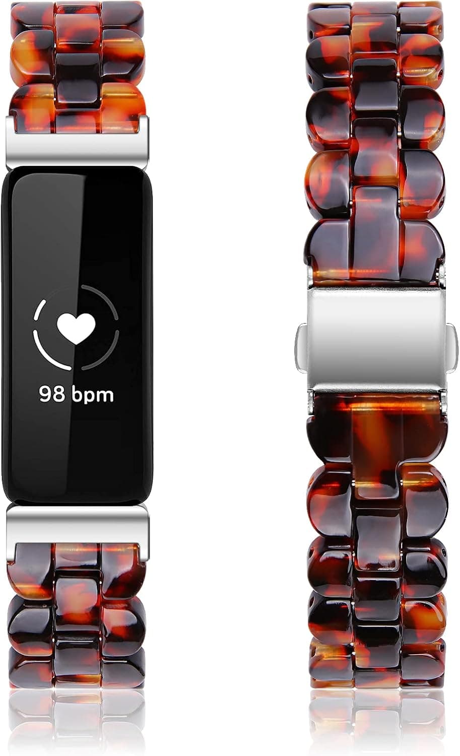 JOYOZY Inspire 2 Unique Oval Resin Bands Compatible with Fitbit Inspire/Inspire 2/Inspire Hr/Ace 2,Stylish Wristbands Relacement with Stainless Steel Buckle for Women Girls(Tortoise Stone)