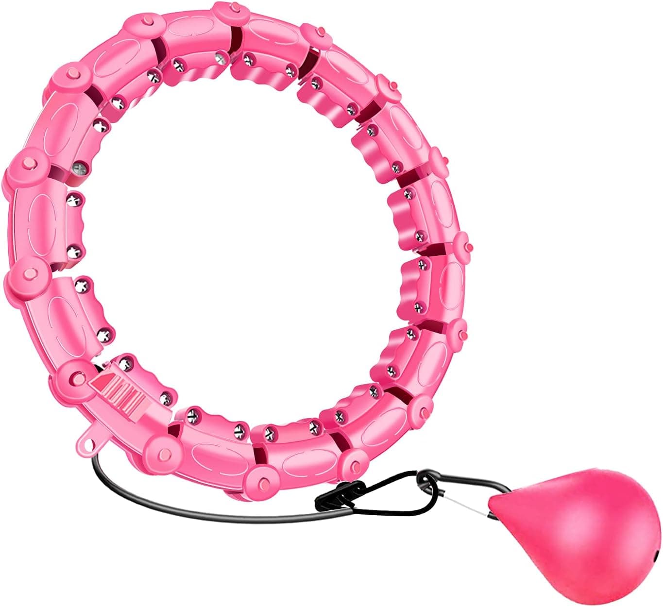 Smart Weighted Hoop，360 Degree Massage Abdomen Fitness Hoop Weight Loss Massage Hoola Hoops ,Fitness Aids Detachable Knots Adjustable Weight Auto-Spinning Ball for Adults and Kids