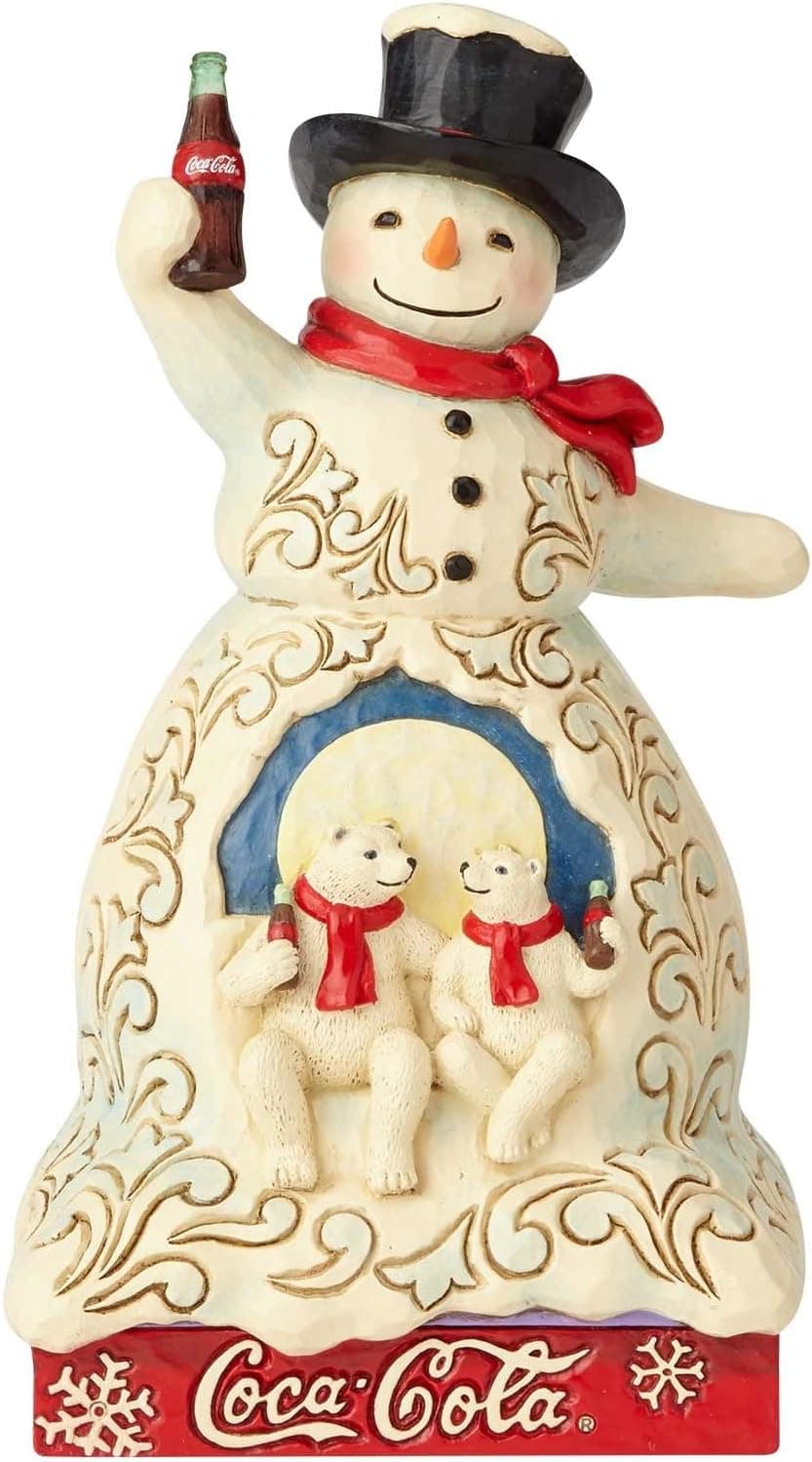 Department56 Enesco 7.2 Inches Height Width x 4.13 Inches Length Coca Cola Snowman Collectible Figurine, Cream