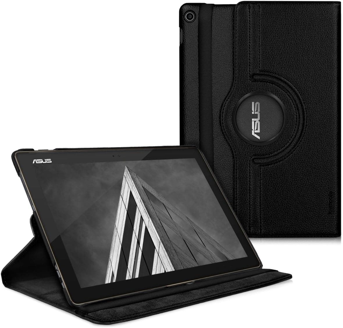 kwmobile Rotating Case Compatible with Asus ZenPad 10 Z301ML / Z301MFL - Case PU Leather Tablet Cover with Stand - Black