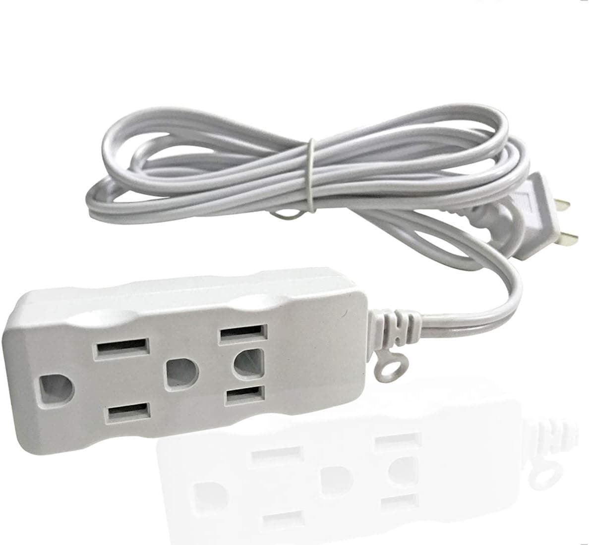 3 Outlet Surge Protector Power Strip, Input :2 Flat pins,Output:3X3pins,3FT,6Ft,9Ft,15Ft Long Extension Cord, with 3rd Grounding Pin,White (4.5m/15Ft)