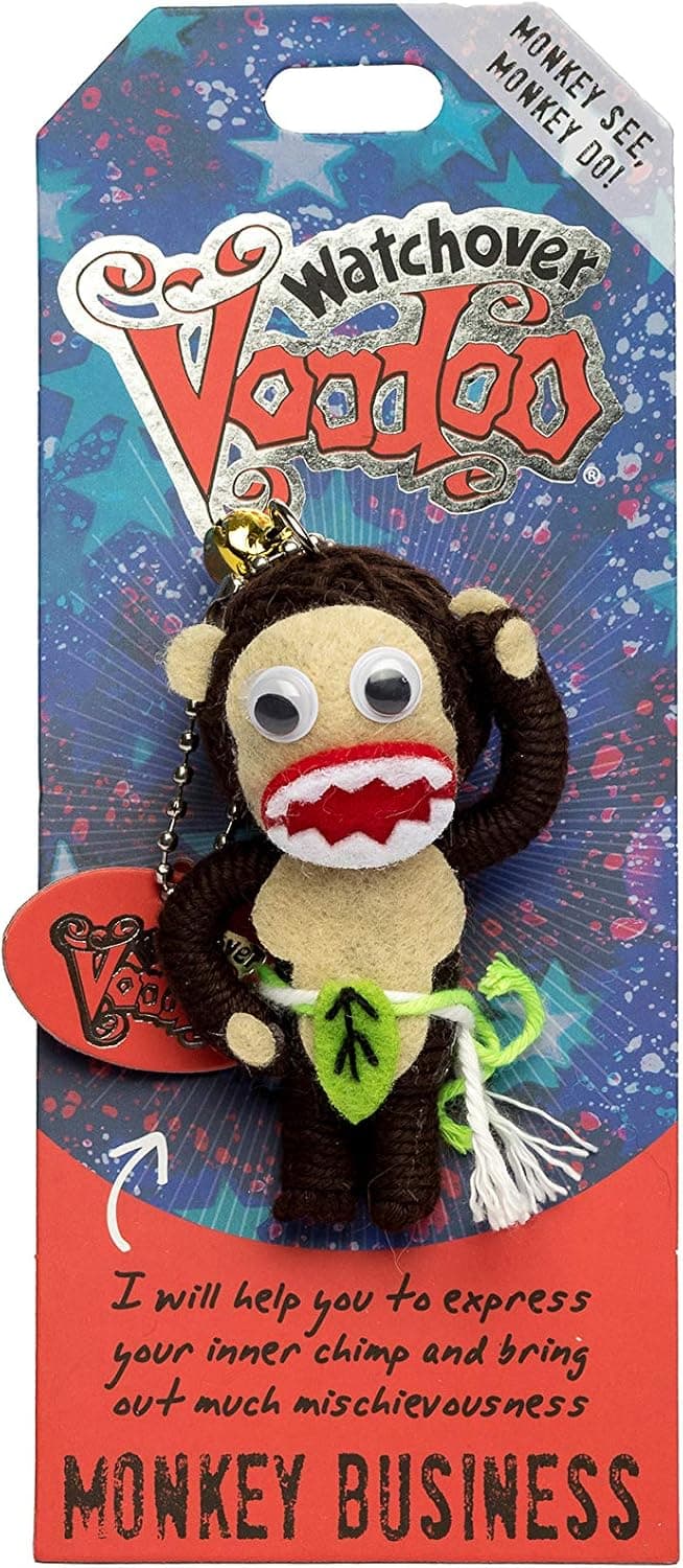 Watchover Voodoo - String Voodoo Doll Keychain – Novelty Voodoo Doll for Bag, Luggage or Car Mirror - Monkey Business Voodoo Keychain, 5 inches
