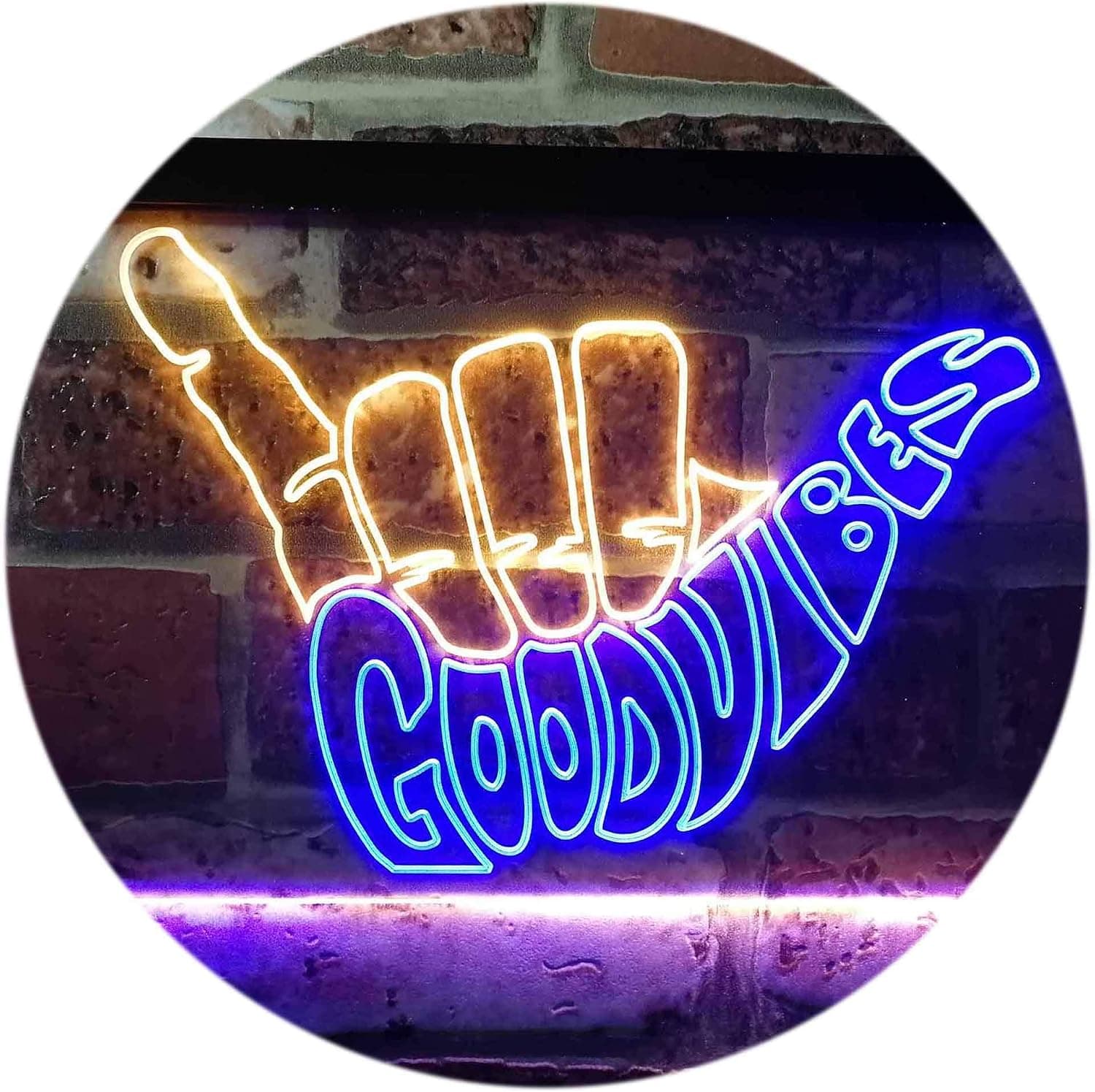 ADVPRO Good Vibes Only Hand Party Decoration Dual Color LED Neon Sign Blue & Yellow 16" x 12" st6s43-i1076-by