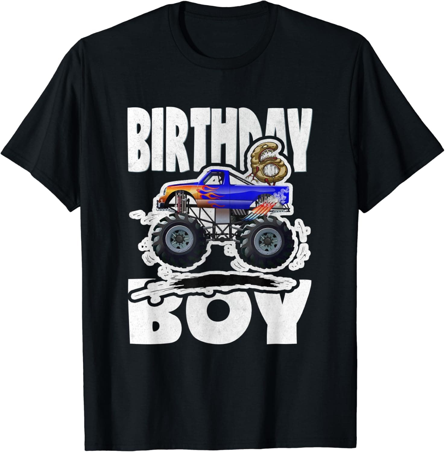 Sixth Birthday Boy Big Monster Truck & Creepy 6 T-Shirt